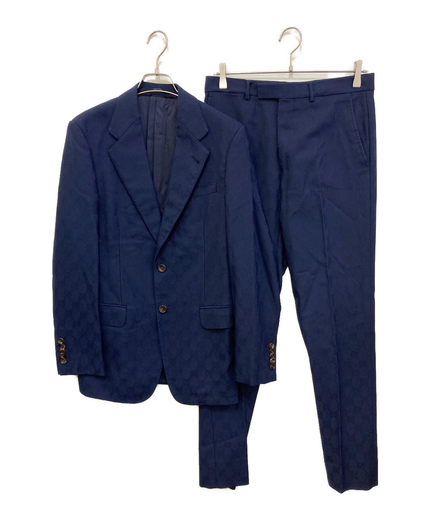 中古・古着通販】GUCCI (グッチ) GGウール スーツ ネイビー サイズ:44