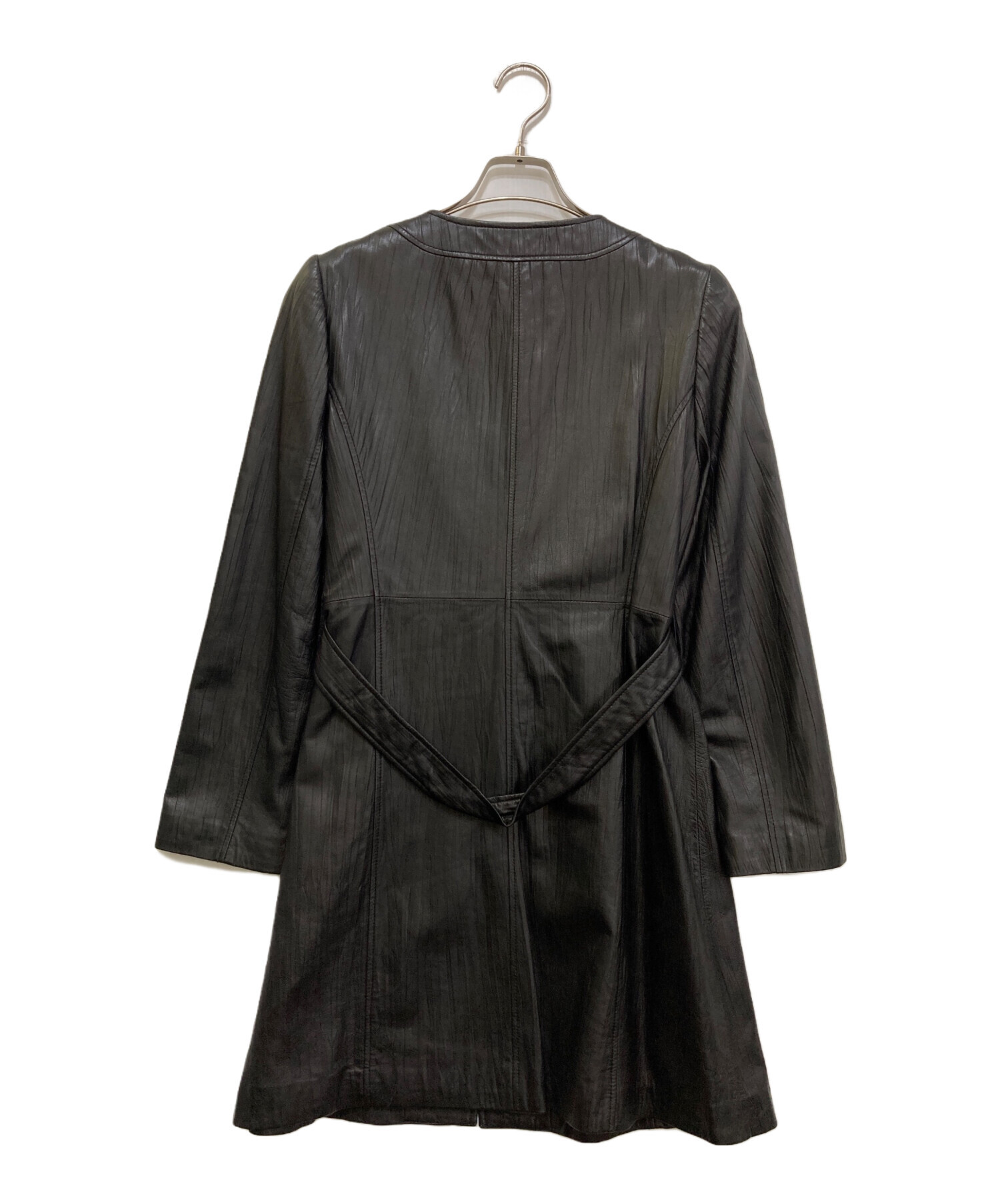 中古・古着通販】BALMAIN (バルマン) レザーコート ブラック サイズ