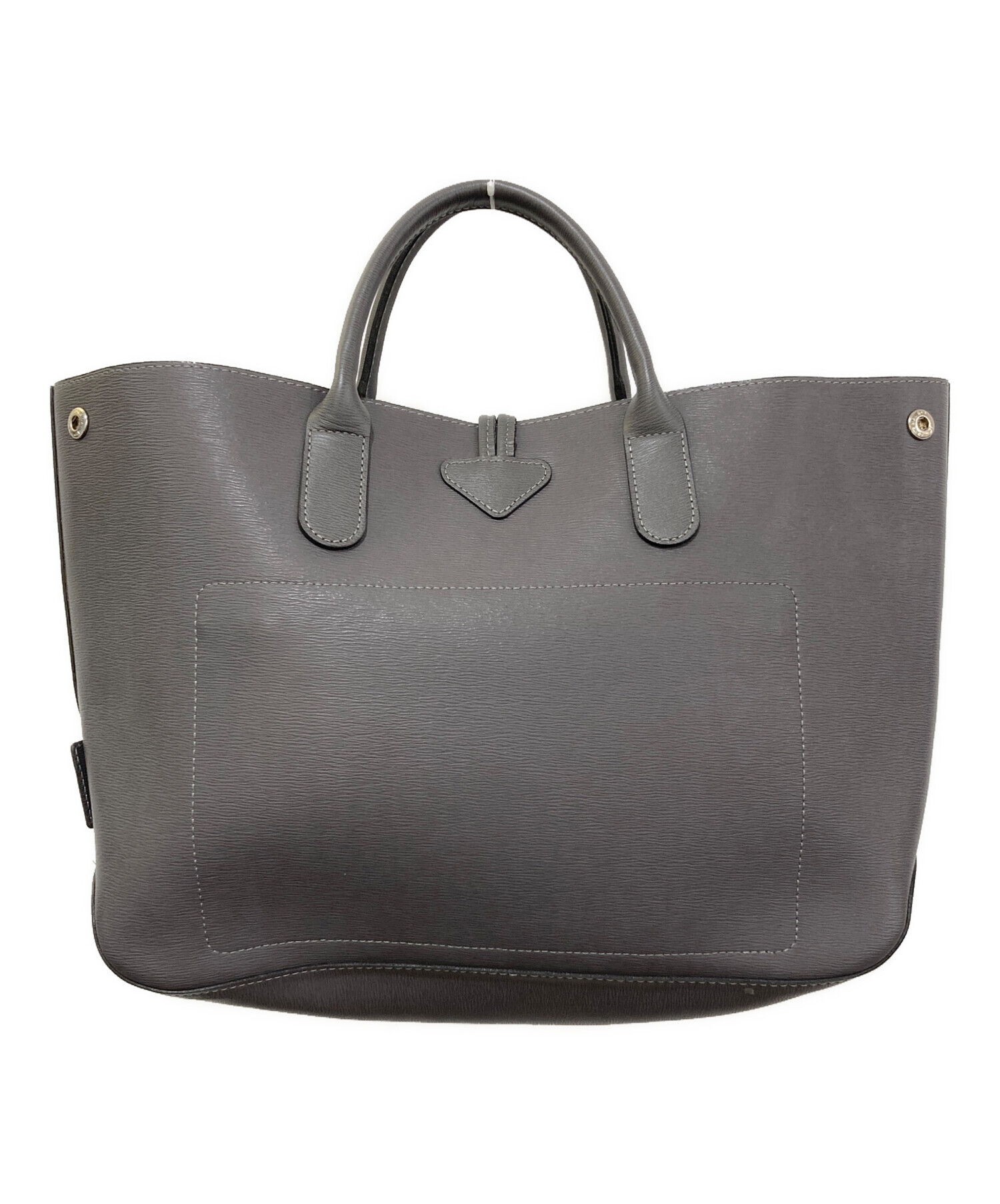 美品LONGCHAMP グレー レザー トートバッグ 中古・古着通販】LONGCHAMP (ロンシャン) ロゾレザートートバッグ
