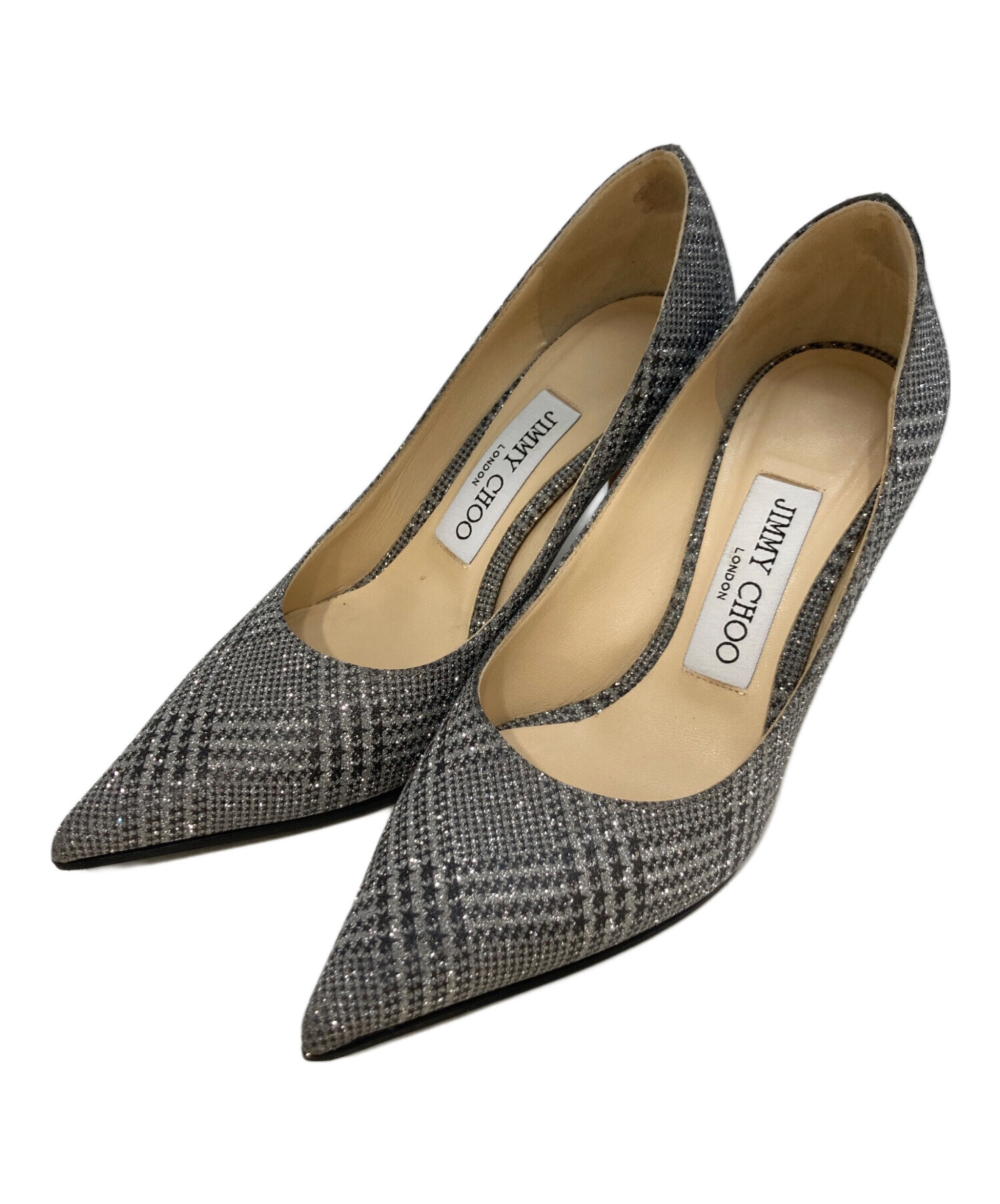 【未使用】JIMMY CHOO シルバー グリッター　ハイヒールパンプス 中古・古着通販】JIMMY CHOO (ジミーチュウ) グリッターパンプス