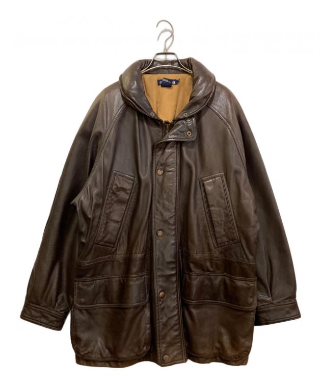 中古・古着通販】NAUTICA (ノーティカ) レザーコート ブラウン サイズ