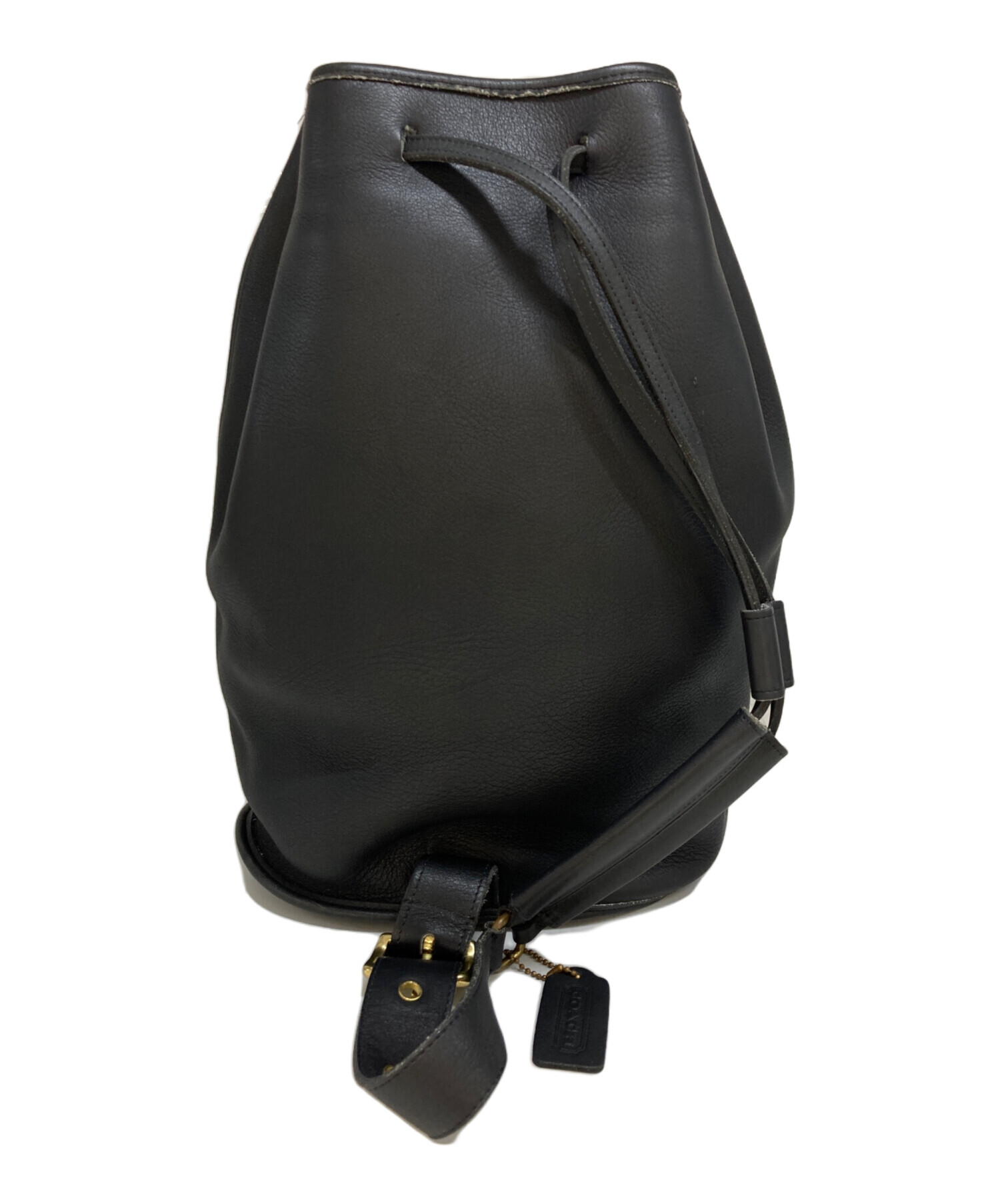 中古・古着通販】COACH (コーチ) レザードラムバッグ ブラック