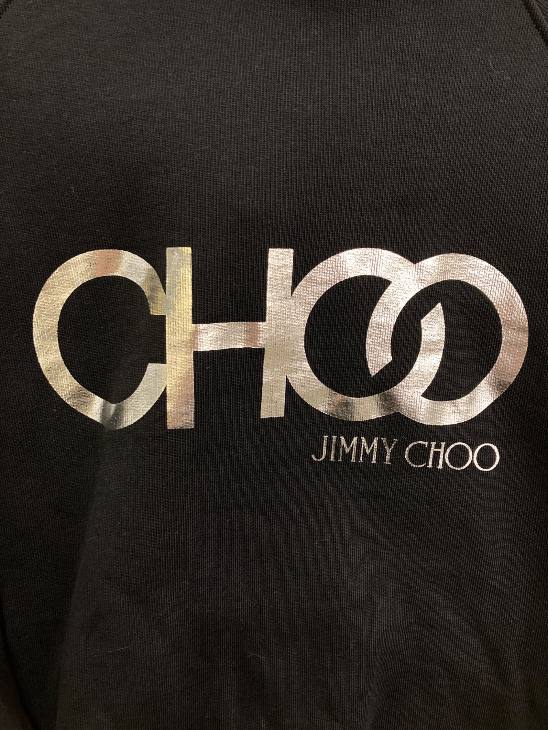 JIMMY CHOO ブラック フード付きパーカー 中古・古着通販】JIMMY CHOO (ジミーチュウ) プルオーバーパーカー