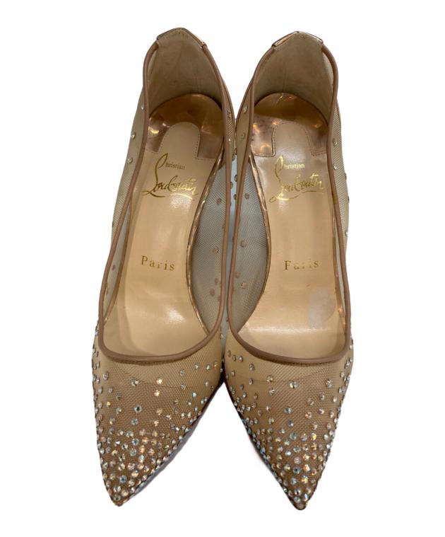 Christian Louboutin クリスチャンルブタン パンプス 合成繊維 ベージュ レディース 22 木目柄【古着】【中古】 中古・古着通販】Christian Louboutin (クリスチャン・ルブタン