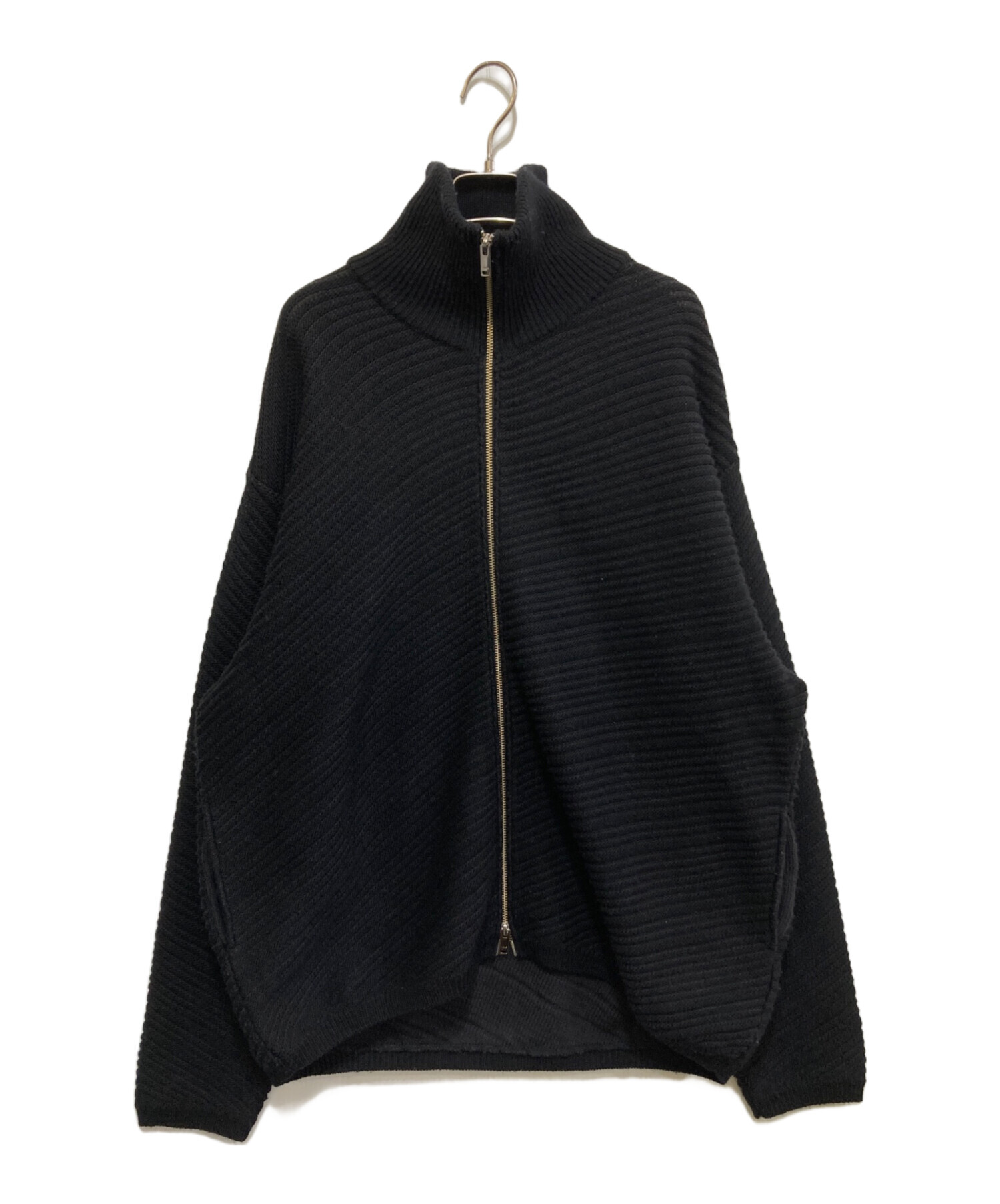 中古・古着通販】YOKE (ヨーク) BIAS BORDER DRIVERS KNIT ブラック