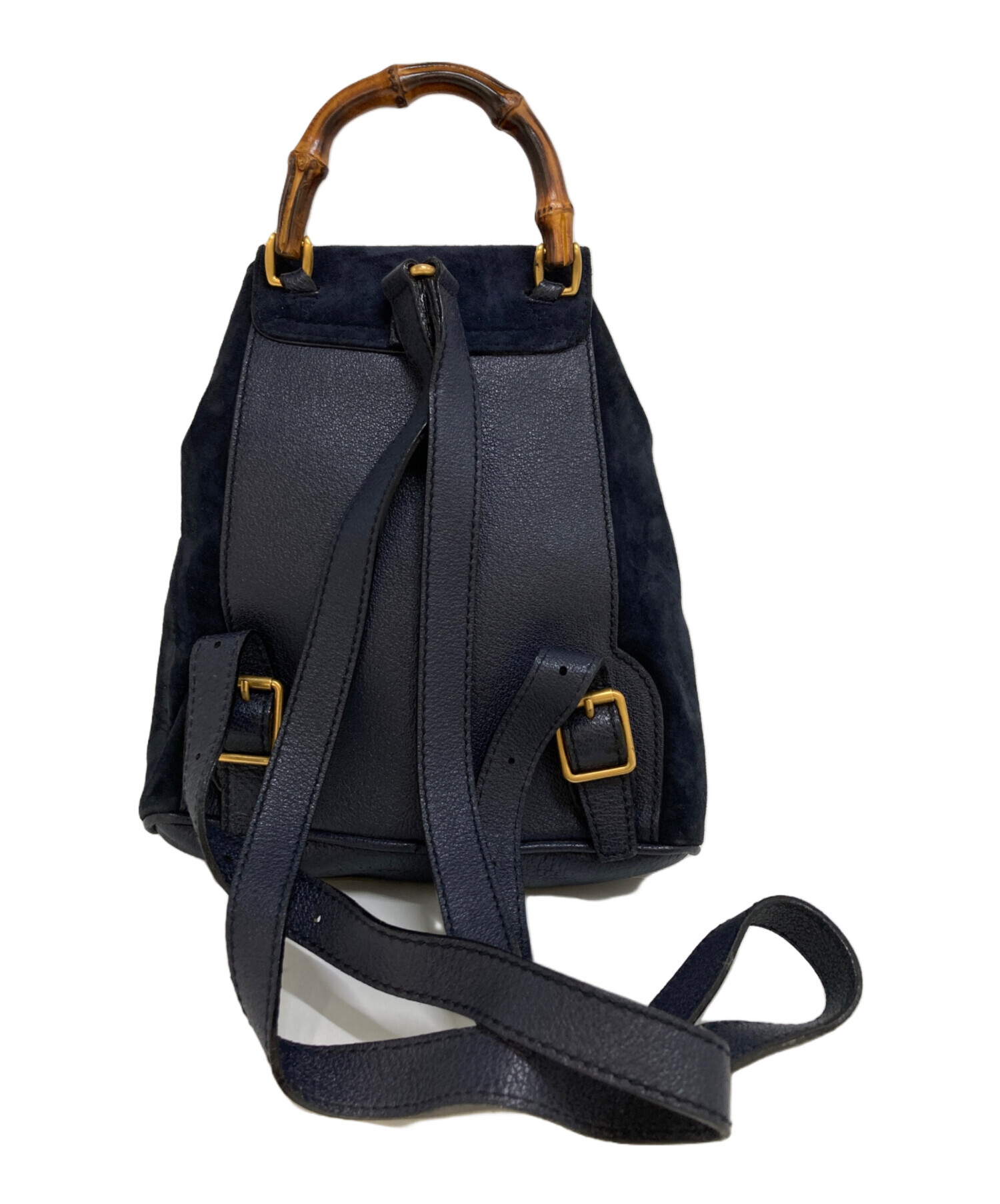 通販 大人気 GUCCI グッチ リュック バンブー スエード 黒 巾着 【公式