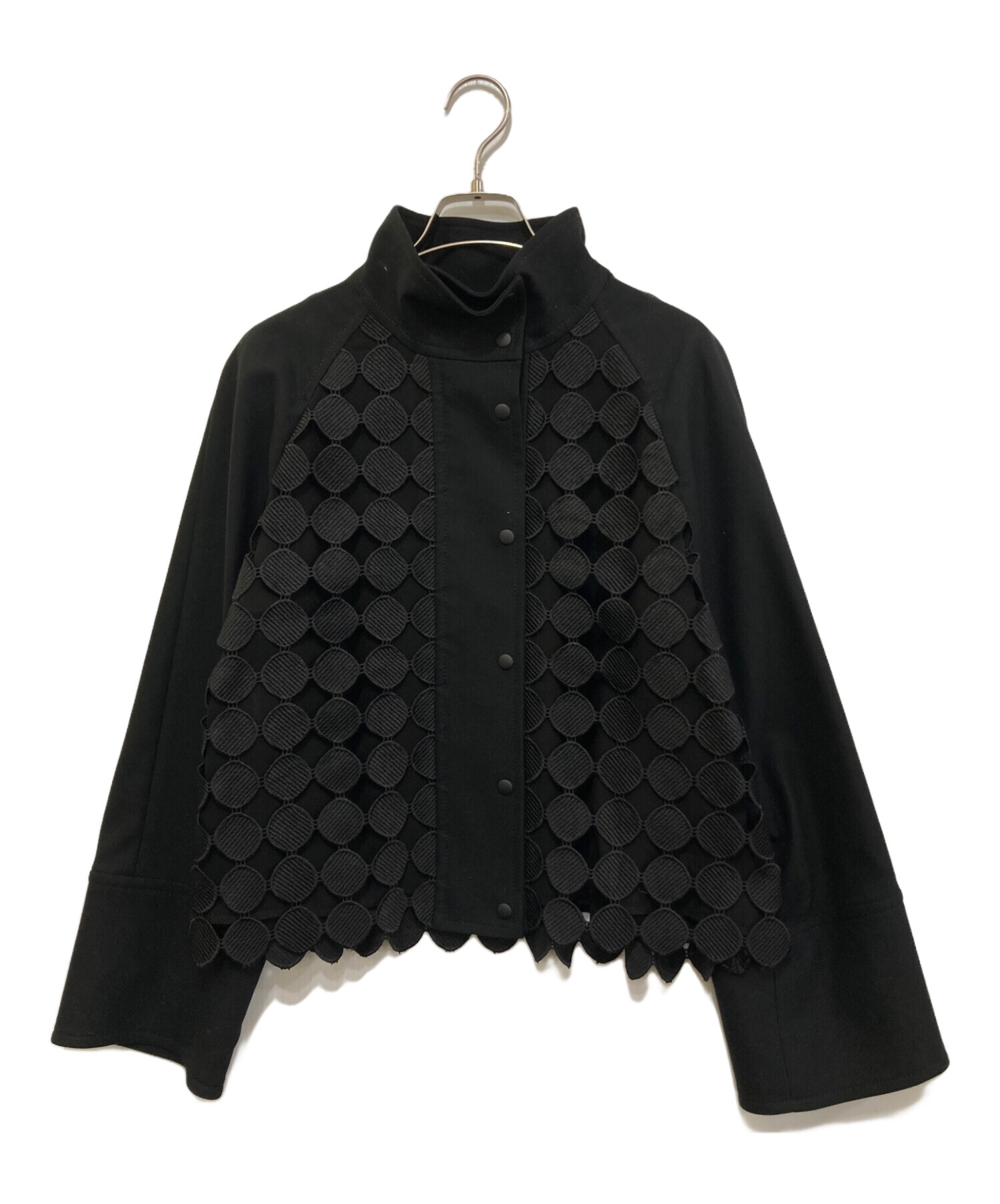 ⭐︎美品⭐︎ADORE サークルレーススタンドカラージャケット　ブラック　サイズ38 中古・古着通販】ADORE (アドーア) サークルレーススタンドカラー