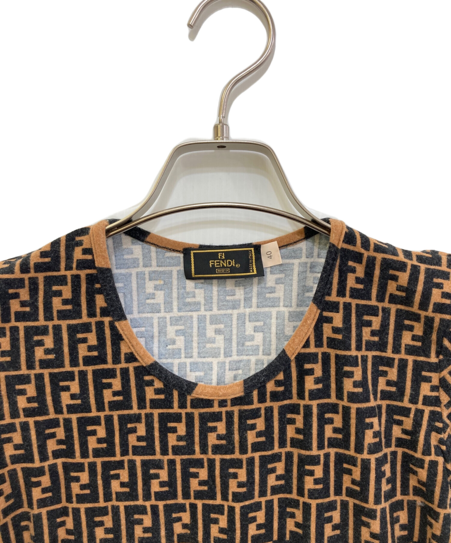 中古・古着通販】FENDI (フェンディ) ズッカ総柄Tシャツ ブラウン