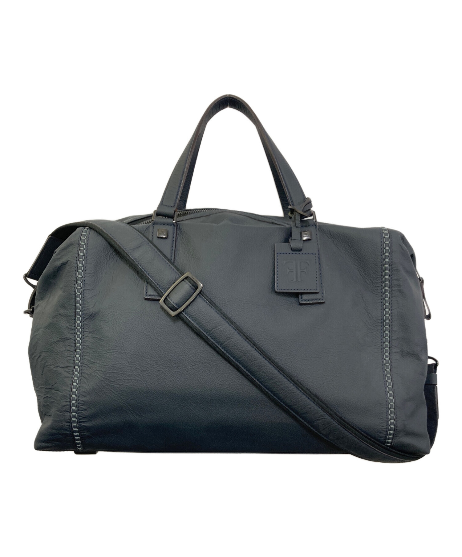 中古・古着通販】FUJITAKA (フジタカ) レザーボストンバッグ ネイビー