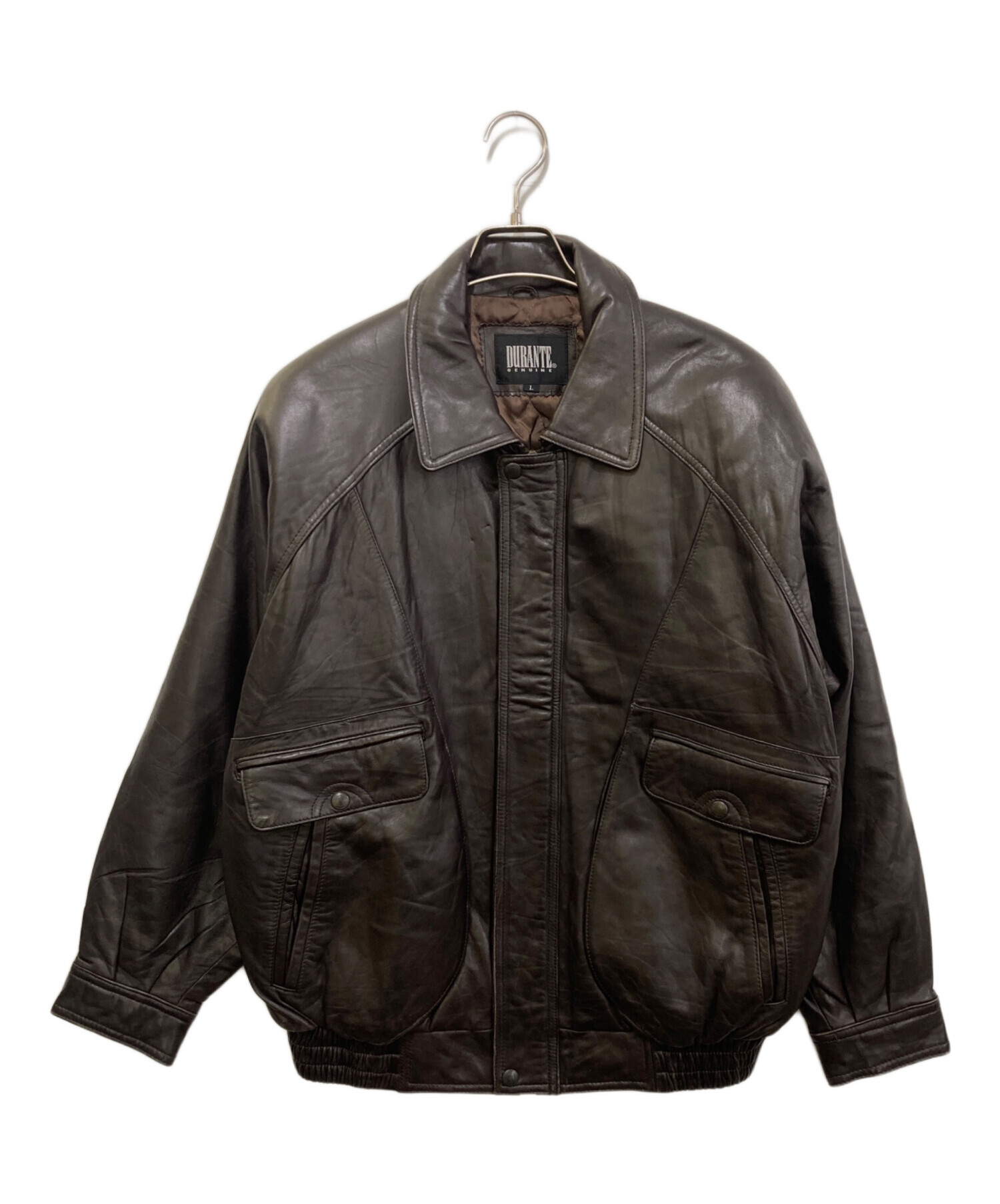 90s DURANTE デュランテ　レザージャケット ボンバー　羊革 中古・古着通販】DURANTE (デュランテ) レザージャケット ブラウン