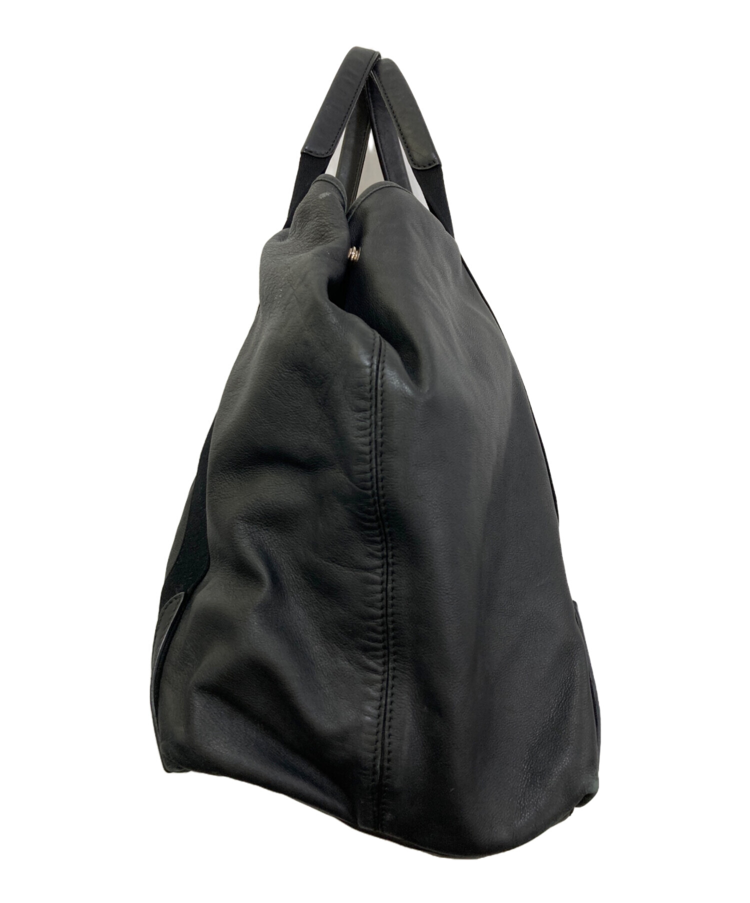 ド*ン様 BALENCIAGA ブラックレザー ネイビーカバス 中古・古着通販】BALENCIAGA (バレンシアガ) ネイビーカバスM/レザー