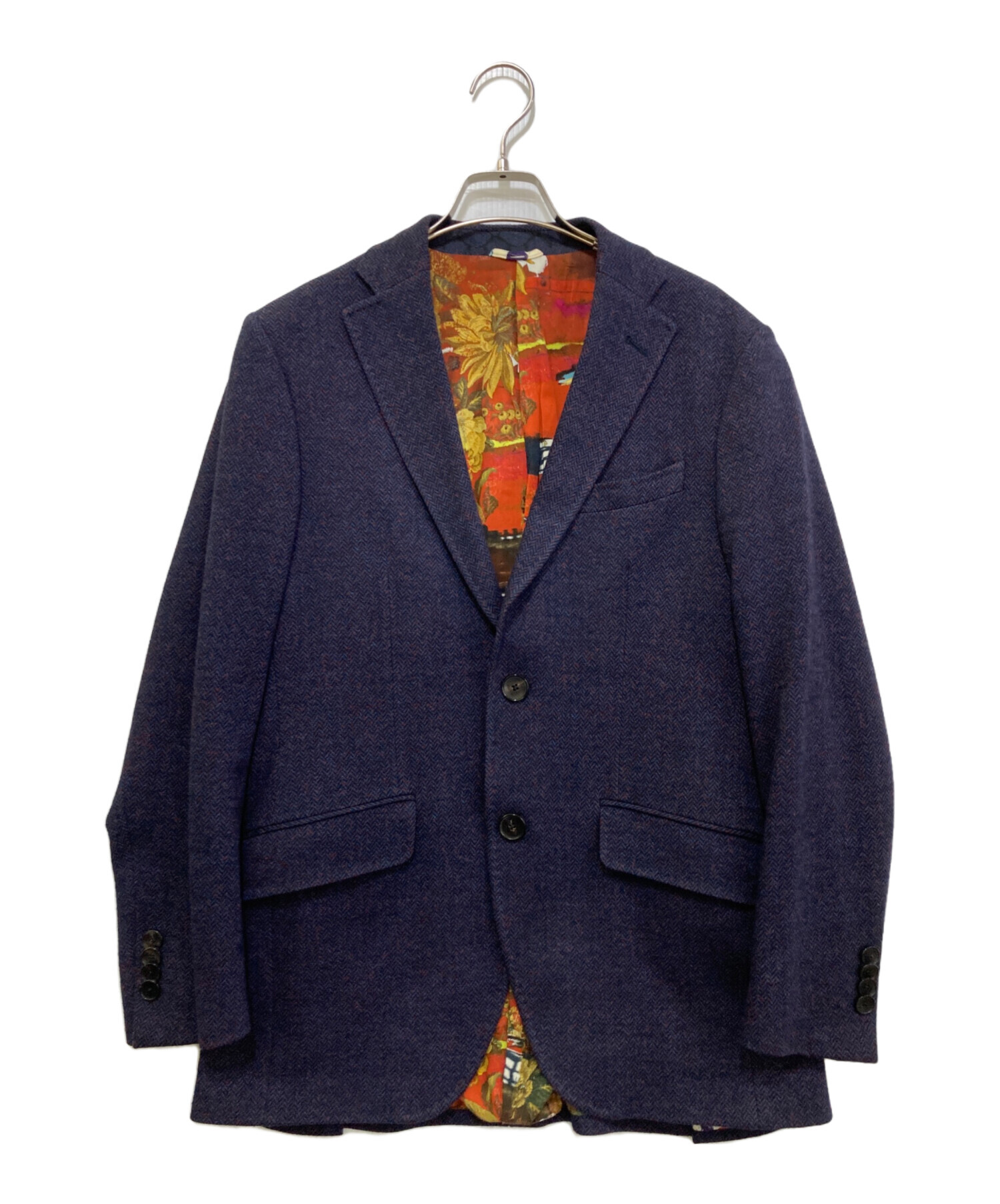 Etro エトロ　ジャケット　ネイビー 中古・古着通販】ETRO (エトロ) ウール混ヘリンボーンテーラード