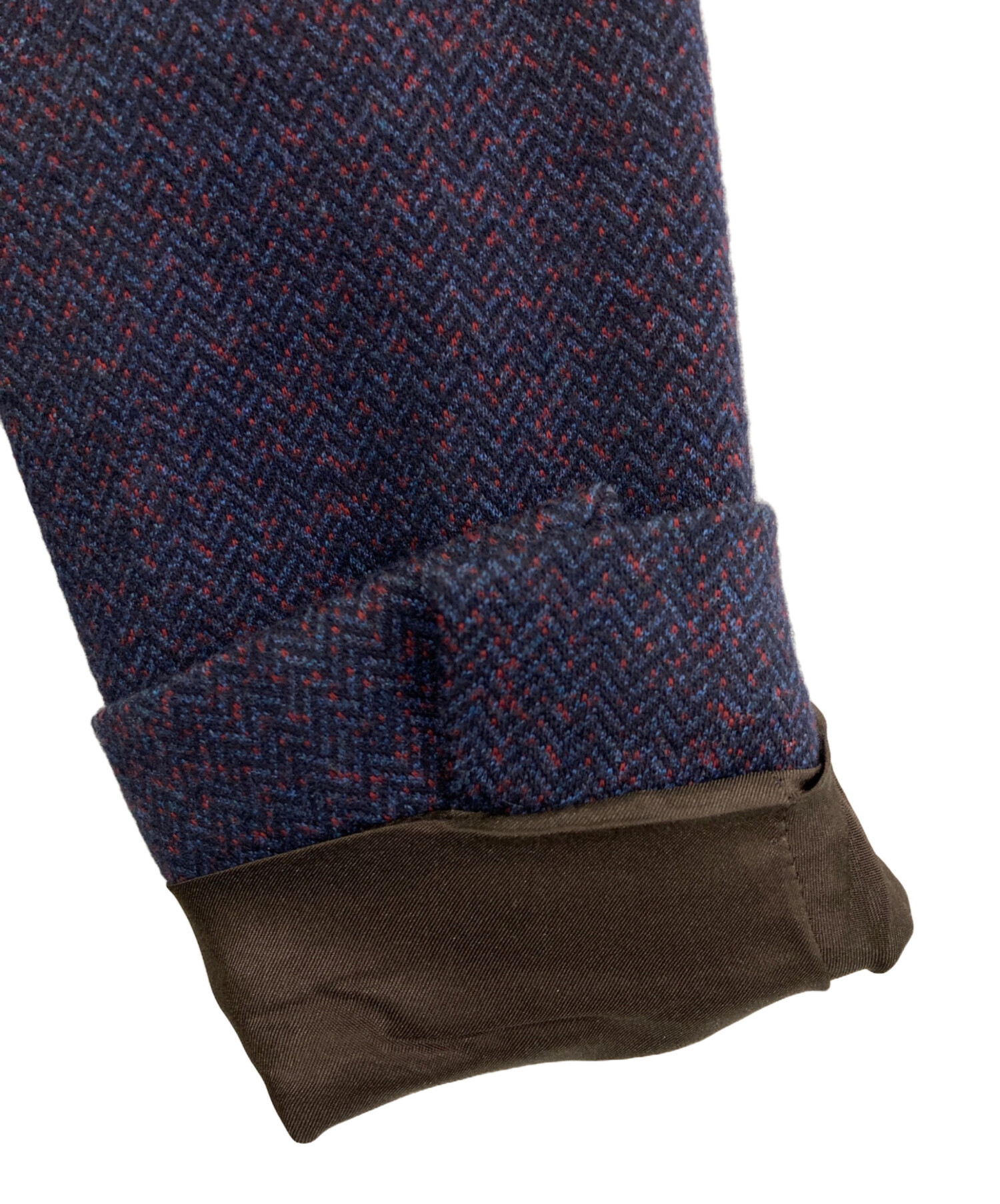【エル】ETRO ダブル テーラードジャケット 46 ネイビー 裏地レッド 中古・古着通販】ETRO (エトロ) ウール混ヘリンボーンテーラード