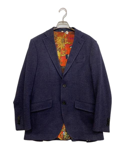 ETRO エトロ ヘリンボーン ウールカシミヤシルク レザー肩パッチ ジャケット 中古・古着通販】ETRO (エトロ) ウール混ヘリンボーンテーラード