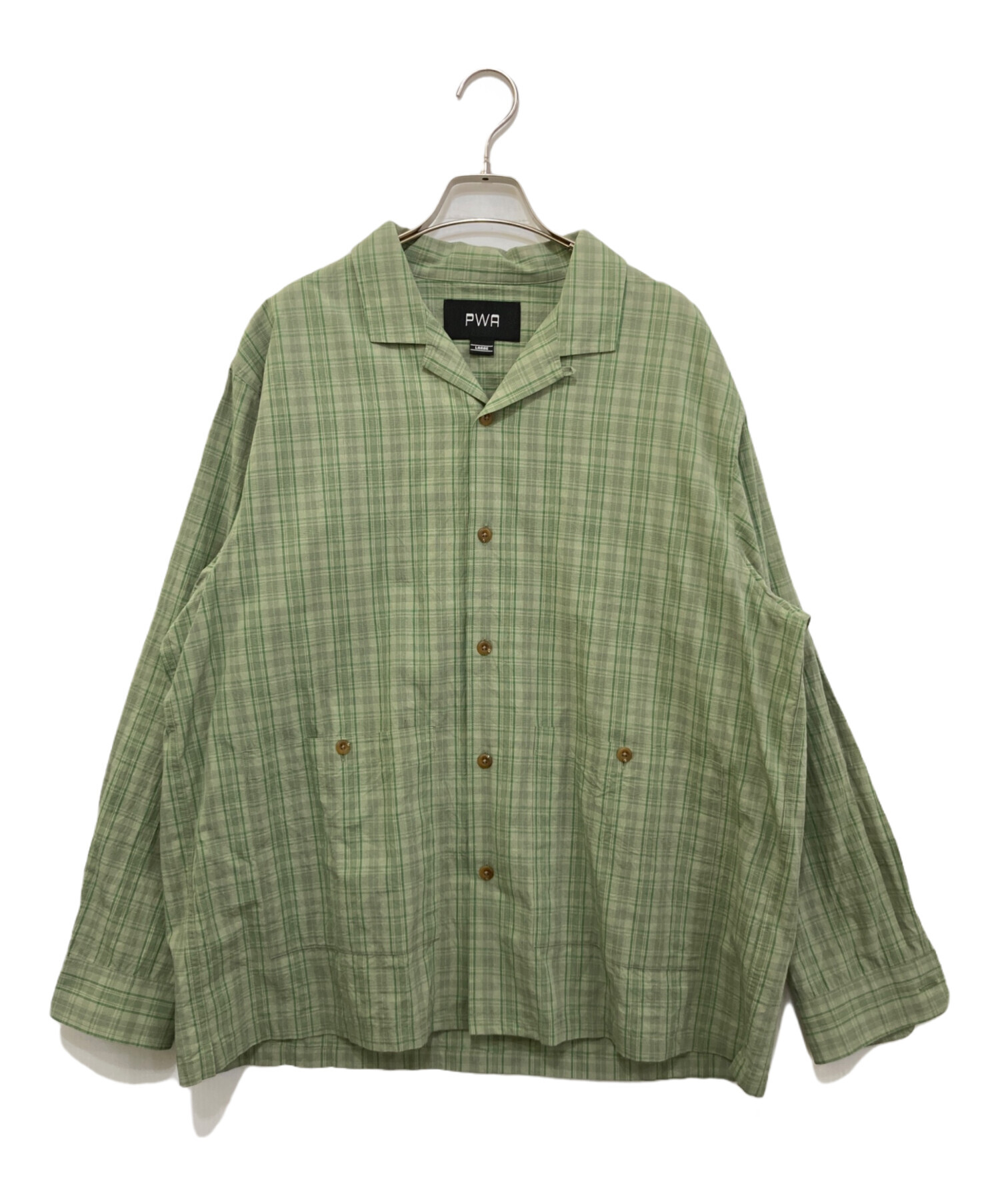 中古・古着通販】PWA (プア) LINEN MIX O/C SHIRT グリーン サイズ:L