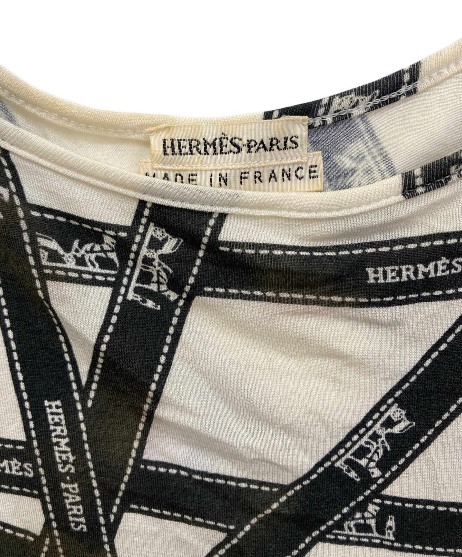 中古・古着通販】HERMES (エルメス) ボルデュック柄ノースリーブT 中古・古着通販】HERMES (エルメス) ボルデュック柄ノースリーブT