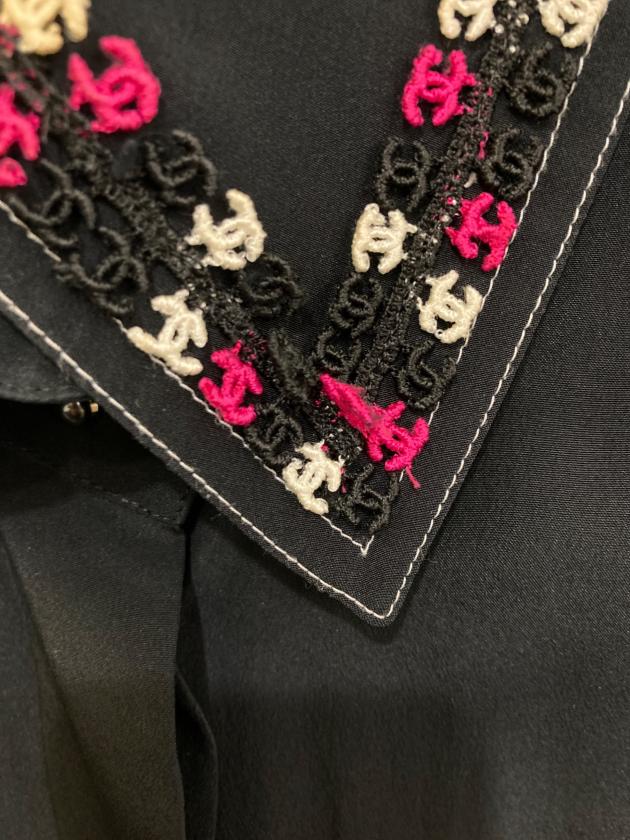 中古・古着通販】CHANEL (シャネル) ココマークアップリケシルクシャツ