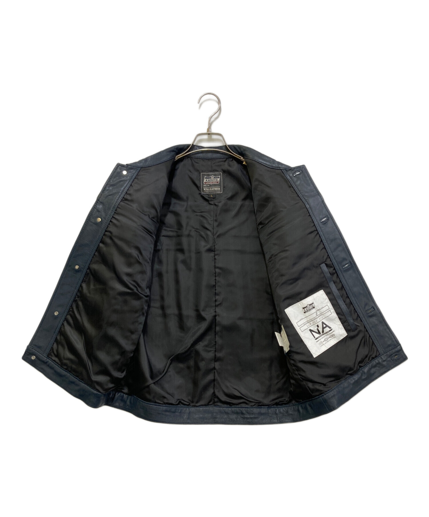 中古・古着通販】KADOYA (カドヤ) DTレザーベスト ネイビー サイズ:L