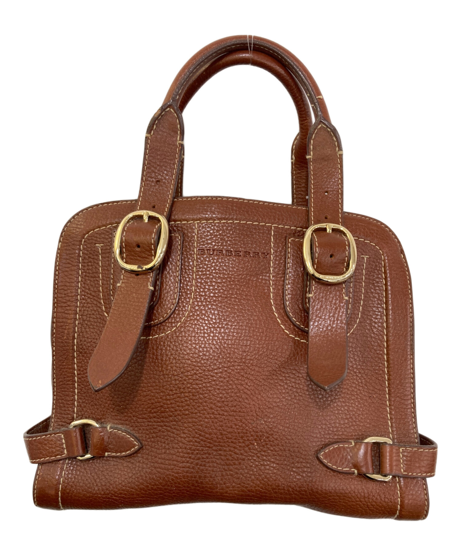 中古・古着通販】BURBERRY (バーバリー) レザーハンドバッグ ブラウン