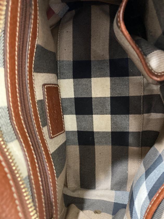 中古・古着通販】BURBERRY (バーバリー) レザーハンドバッグ ブラウン