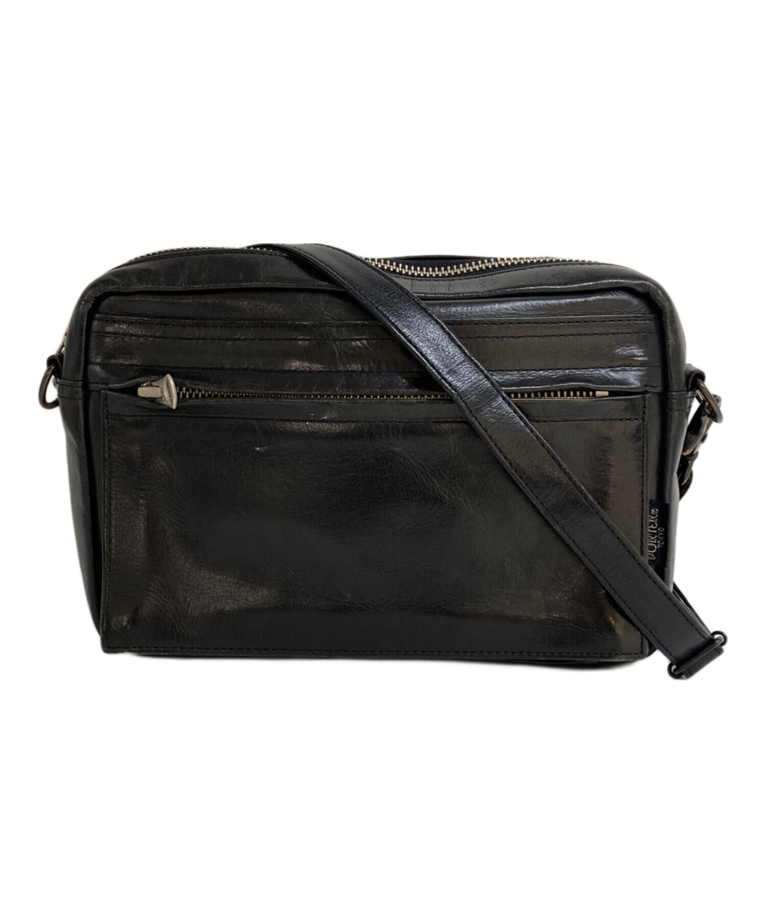 PORTER ブラックレザー ショルダーバッグ 現在庫無くなり次第廃盤確定 中古・古着通販】PORTER (ポーター) スクエアレザーショルダーバッグ