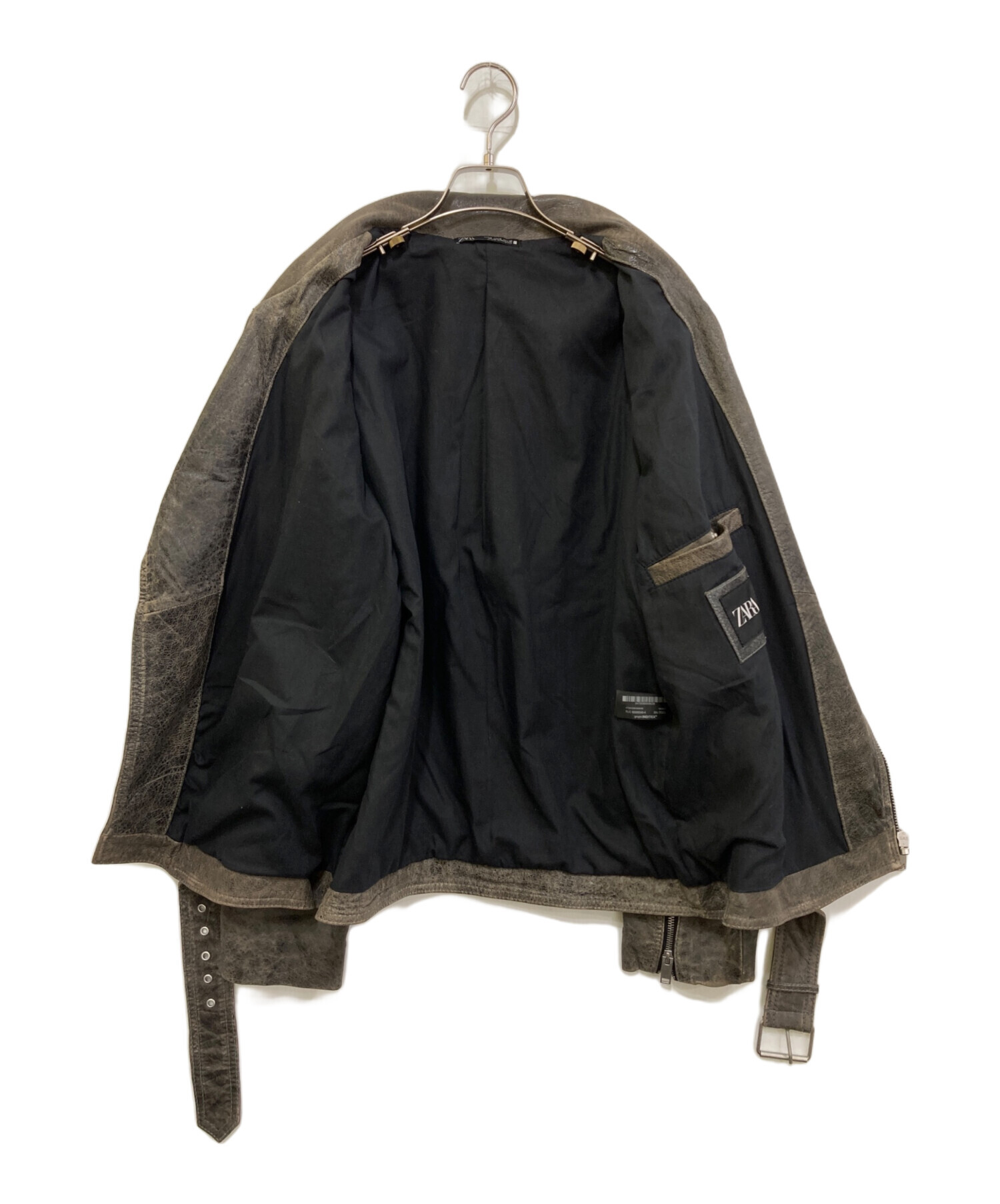 中古・古着通販】ZARA (ザラ) ヴィンテージ加工ラムレザージャケット
