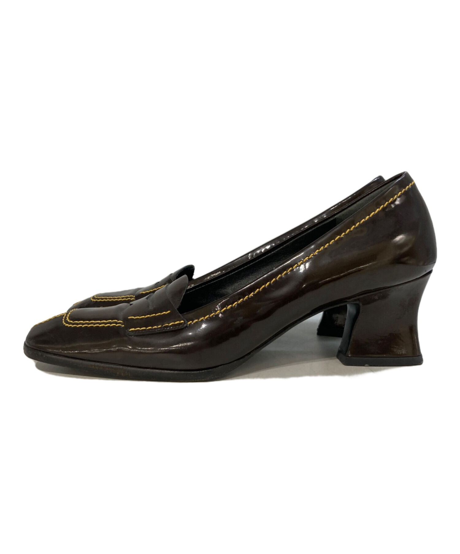 中古・古着通販】PRADA (プラダ) スクエアトゥエナメルハイヒール