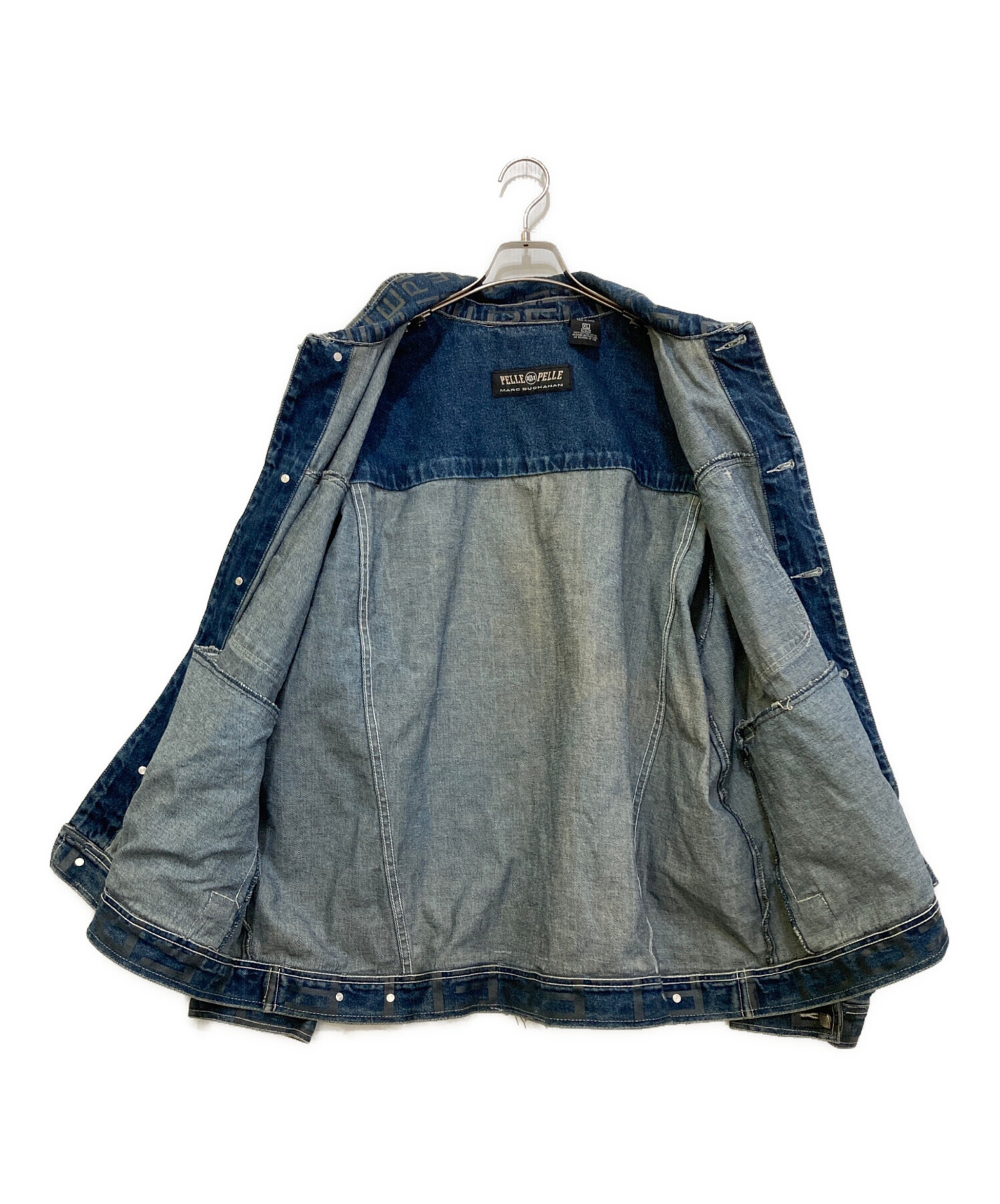 中古・古着通販】pellepelle (ペレペレ) 総柄デニムジャケット ブルー