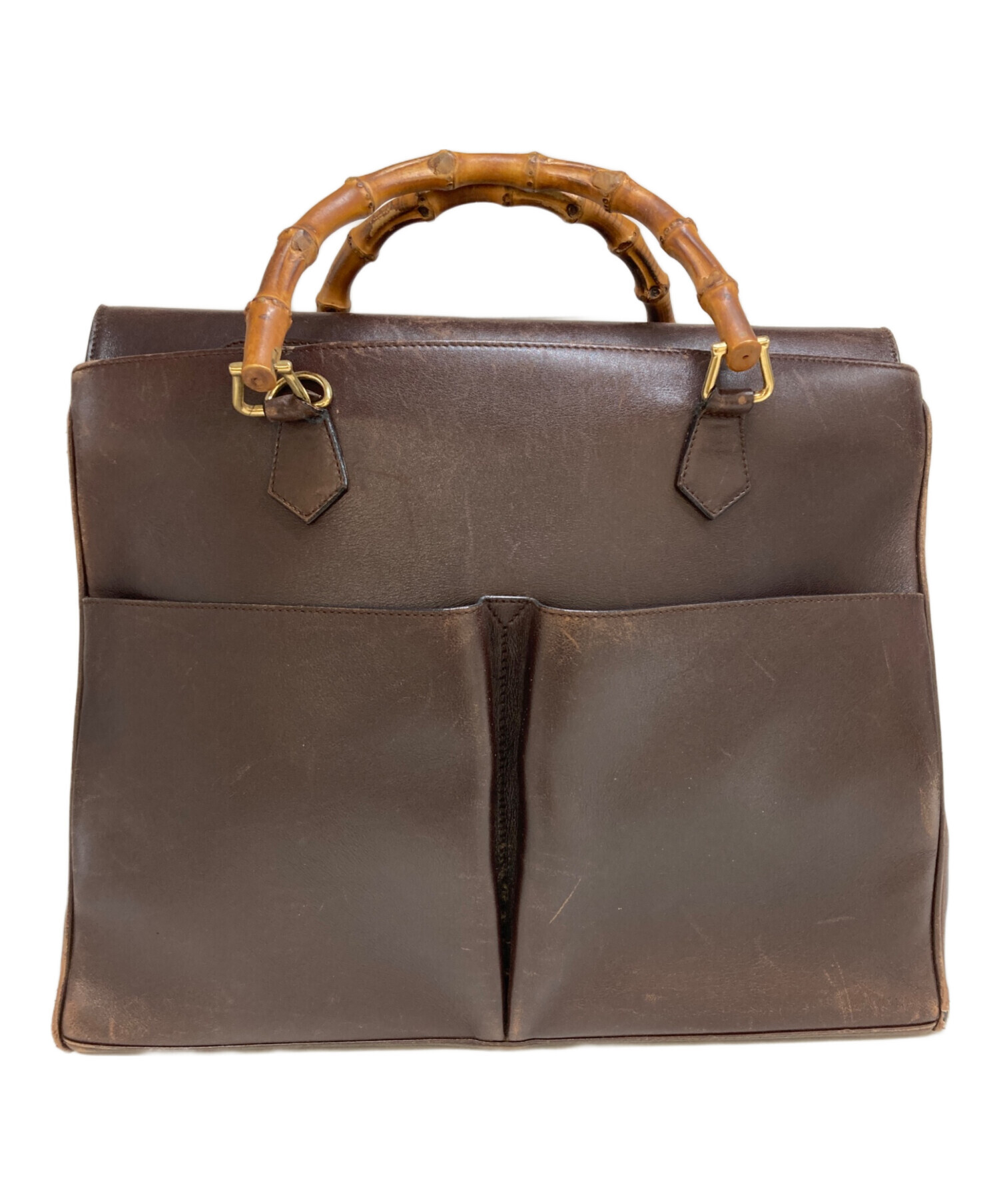 中古・古着通販】GUCCI (グッチ) バンブーレザートートバッグ ブラウン