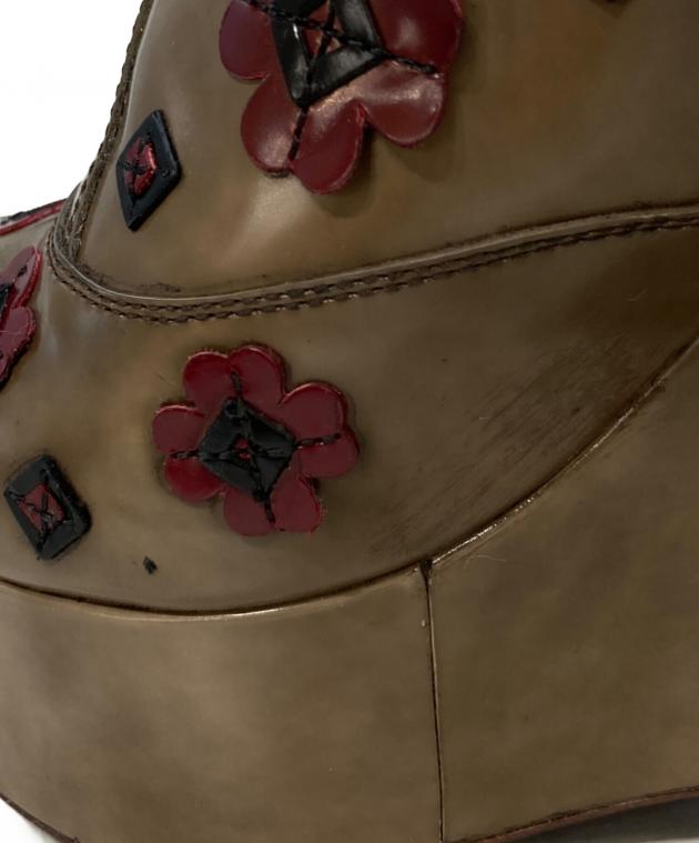 中古・古着通販】PRADA (プラダ) フラワーモチーフブーティー 中古・古着通販】PRADA (プラダ) フラワーモチーフブーティー
