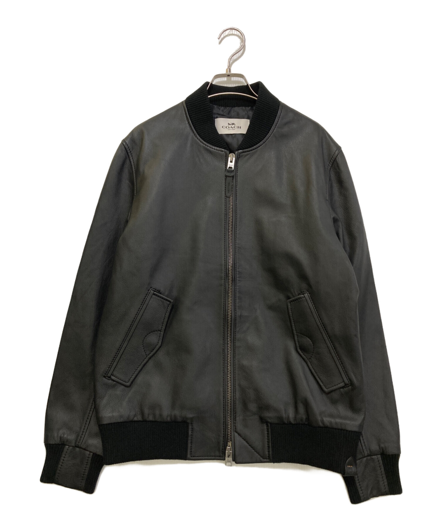 COACH ブラック レザージャケット M 中古・古着通販】COACH (コーチ) レザー ボンバージャケット 6518