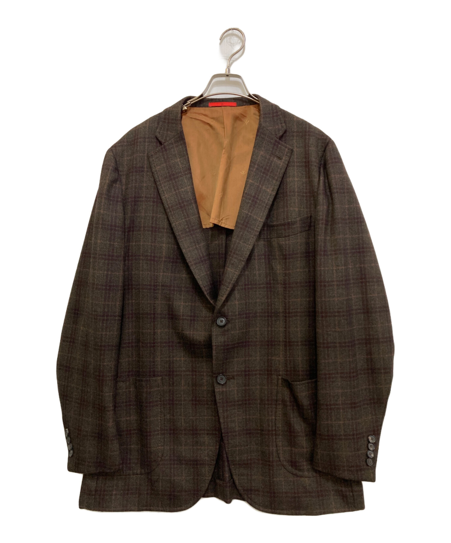 ISAIA イザイア　チェック柄　ダブルスーツ　サキソニー　46 ストラスブルゴ ISAIA イザイア チェック テーラード ジャケット 48 L〜XL程 ISAIA