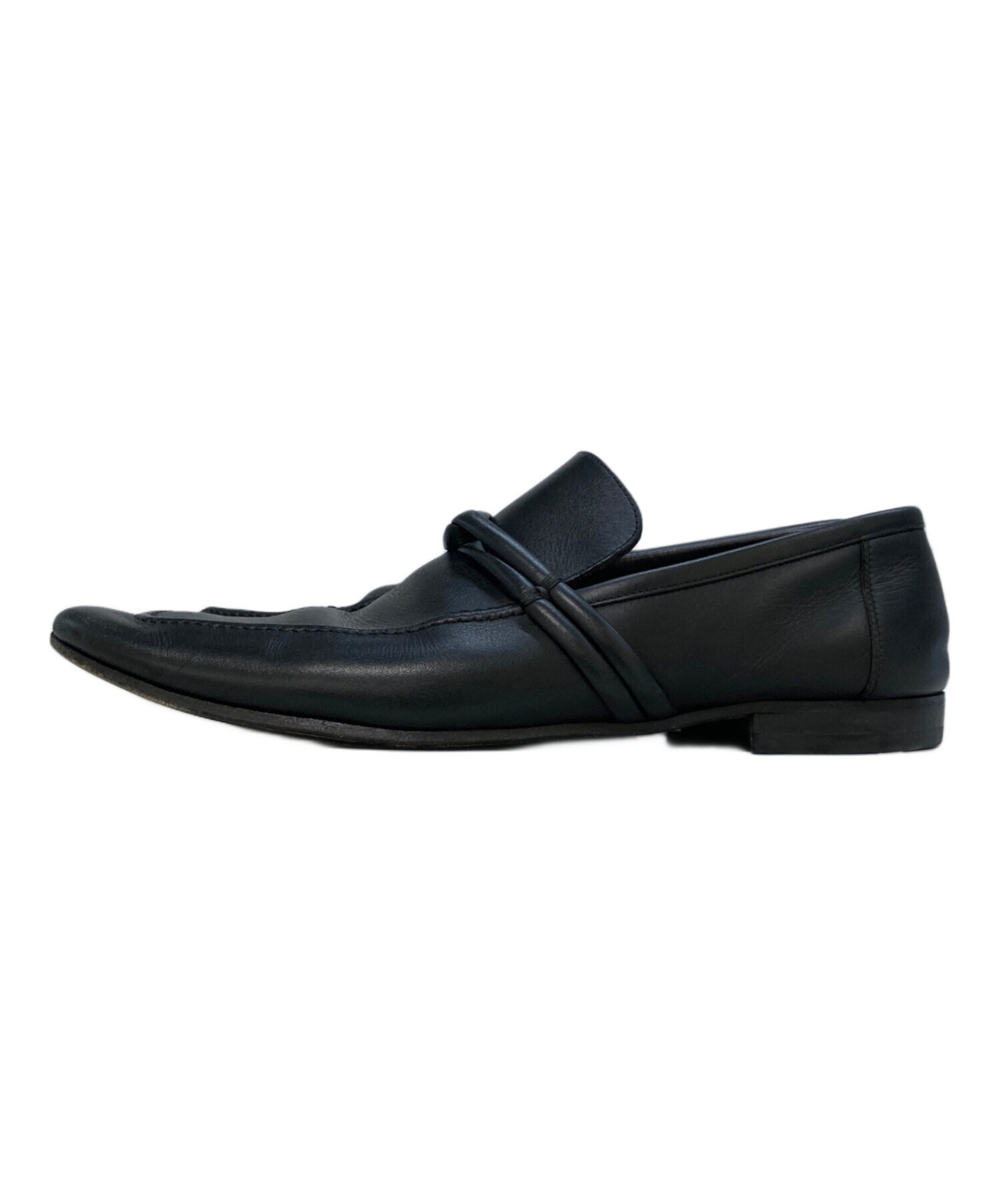 中古・古着通販】GUCCI (グッチ) レザーローファー ブラック サイズ