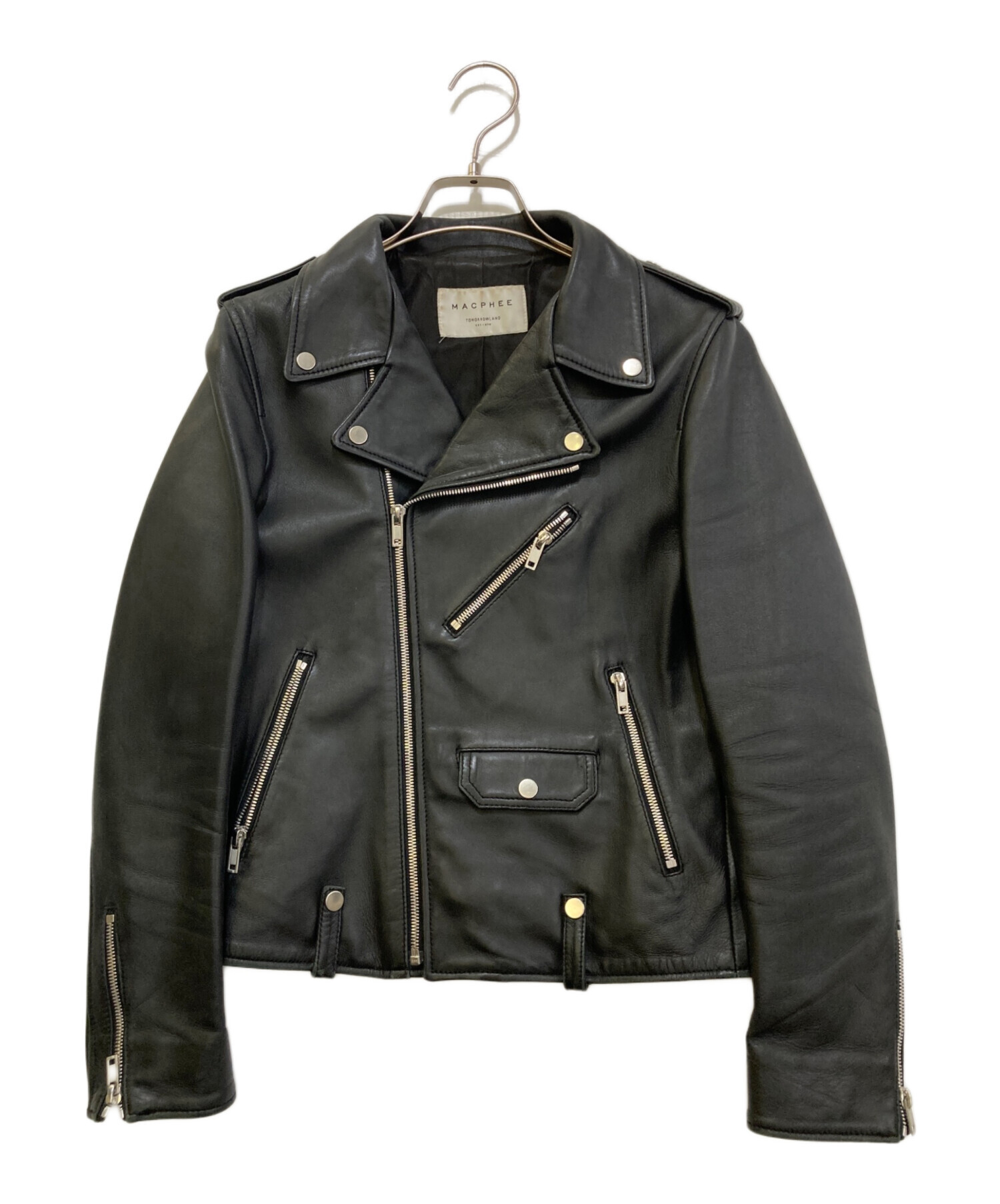 MACPHEE マカフィー レキスラビットファー使用 羊革レザージャケット38黒 中古・古着通販】MACPHEE (マカフィー) ラムレザーダブルライダース