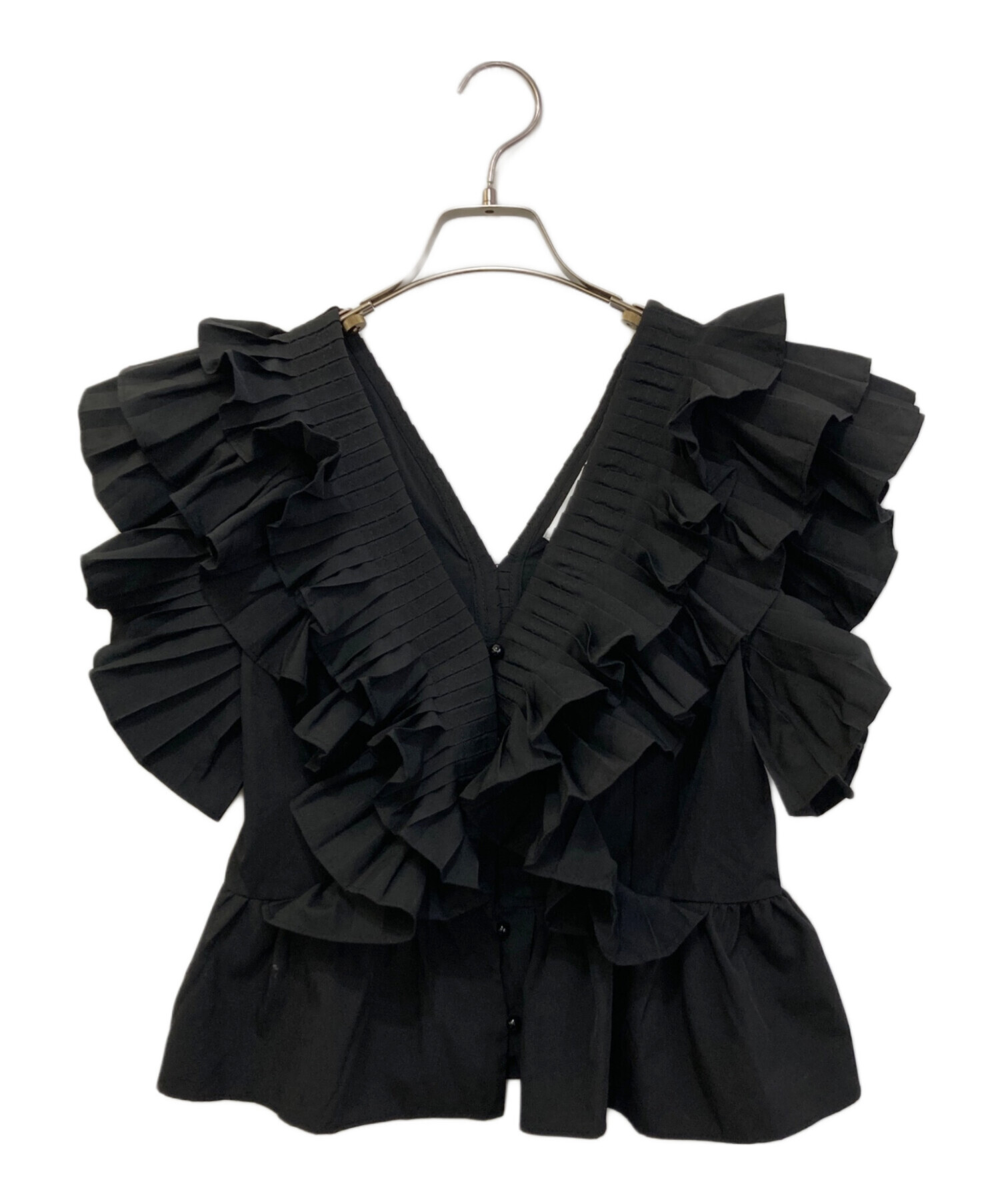 中古・古着通販】AMOMMA (アモマ) RAFFLE FRILL TOPS ブラック サイズ 
