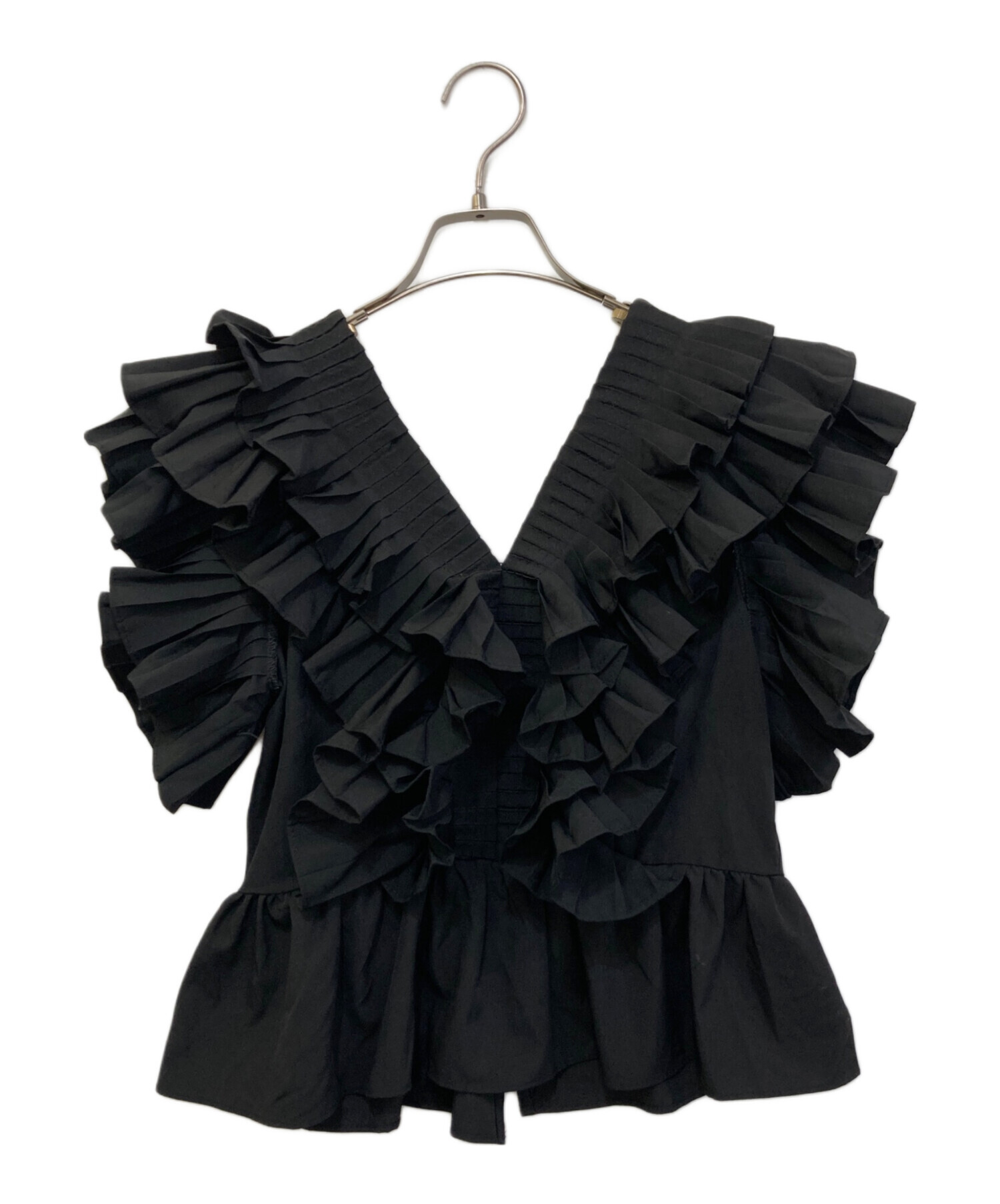 中古・古着通販】AMOMMA (アモマ) RAFFLE FRILL TOPS ブラック サイズ