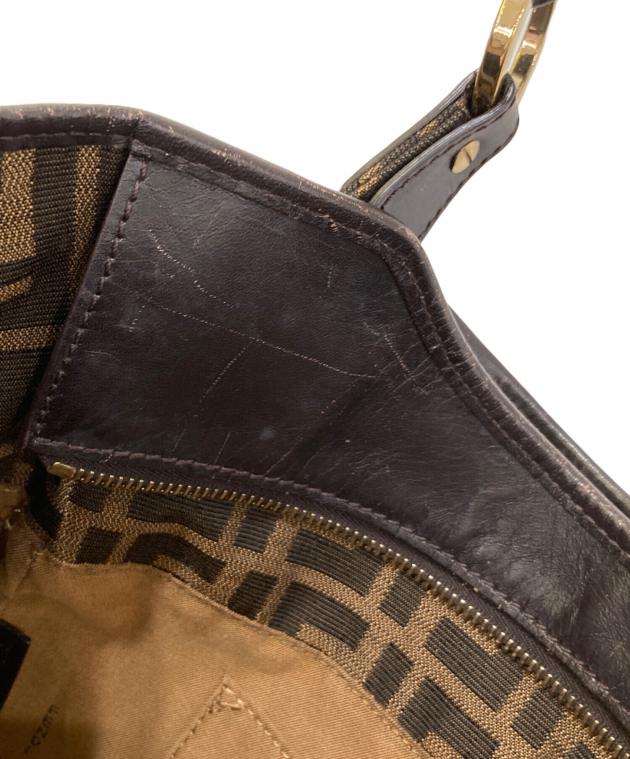 本物 FENDI ズッカ柄 トートバッグ 8BH156 ハンドバッグ キャンバス×レザー レッド×ブラウン フェンディ　苫小牧西店 本物 FENDI ズッカ柄 トートバッグ 8BH156 ハンドバッグ キャンバス