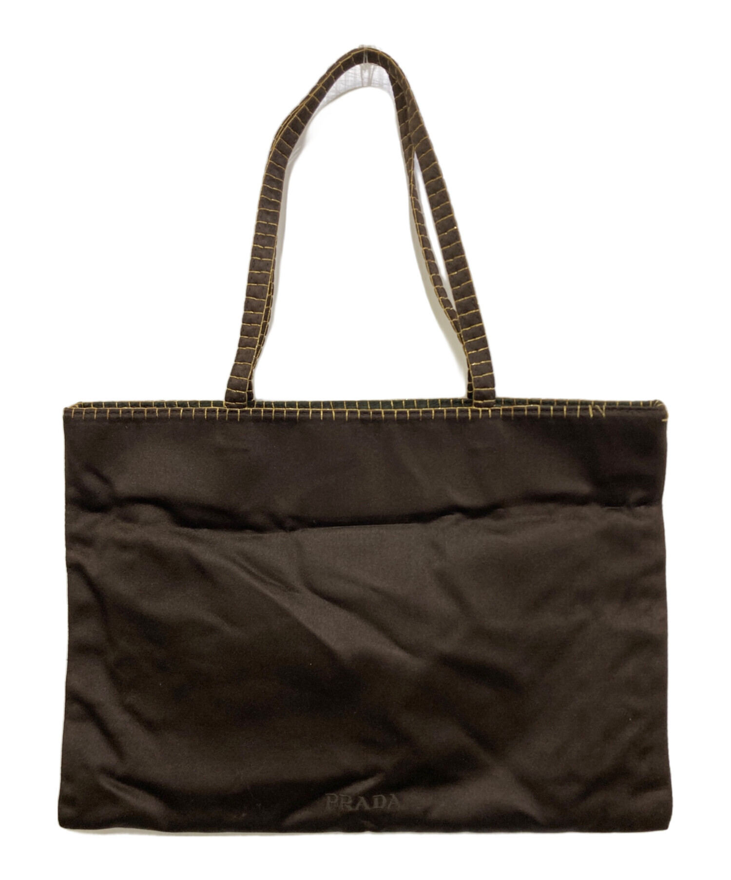 美品　プラダ PRADA　サテンバッグ 中古・古着通販】PRADA (プラダ) サテントートバッグ ブラウン