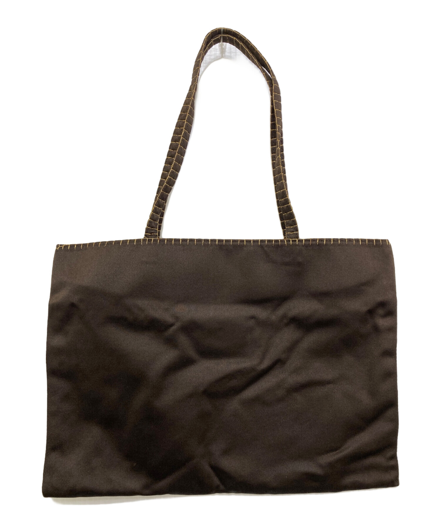 PRADA プラダ　ダークブラウンナイロンバッグミラノ本店購入レア品　最終価格 中古・古着通販】PRADA (プラダ) サテントートバッグ ブラウン