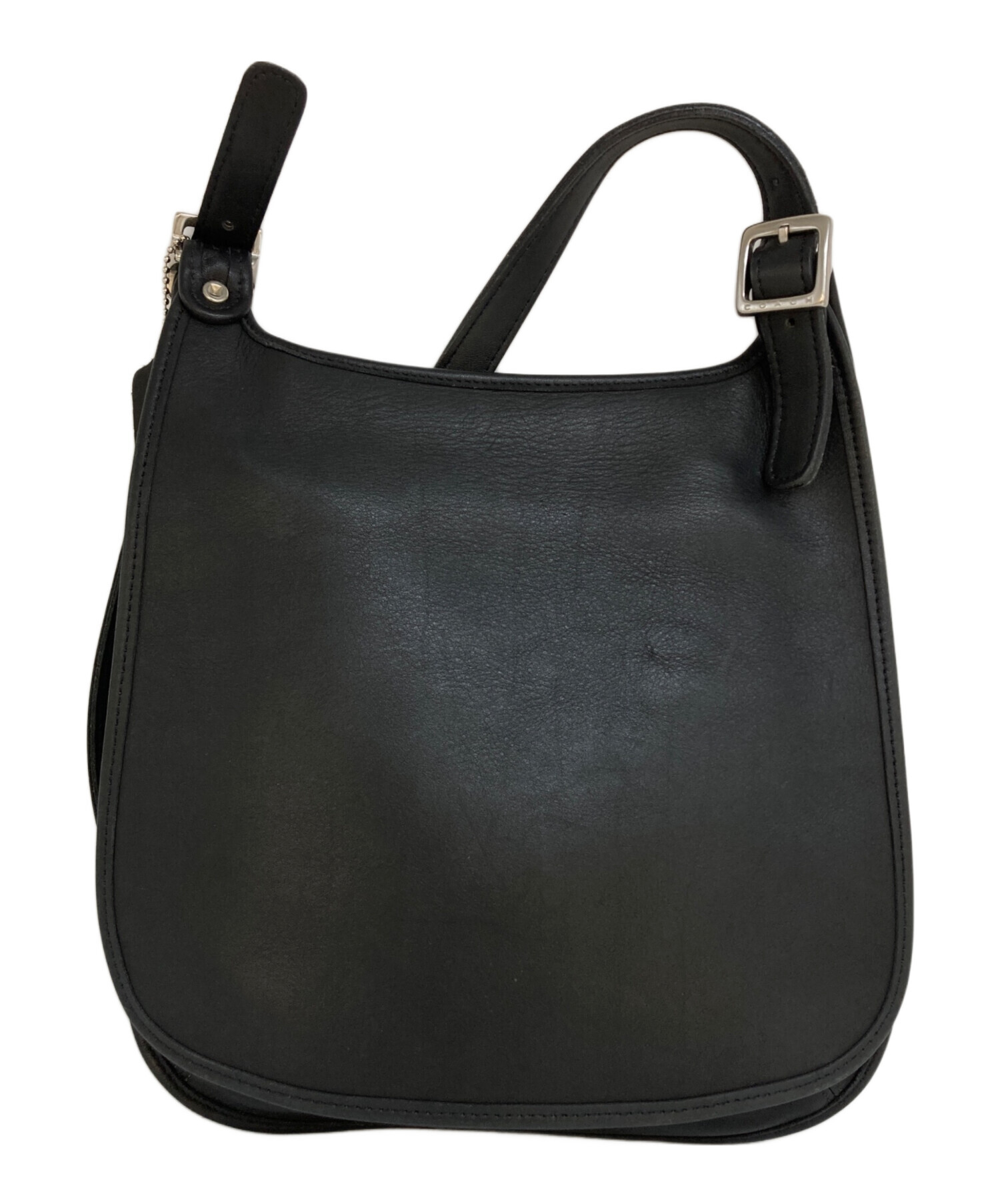 中古・古着通販】COACH (コーチ) レザーショルダーバッグ ブラック