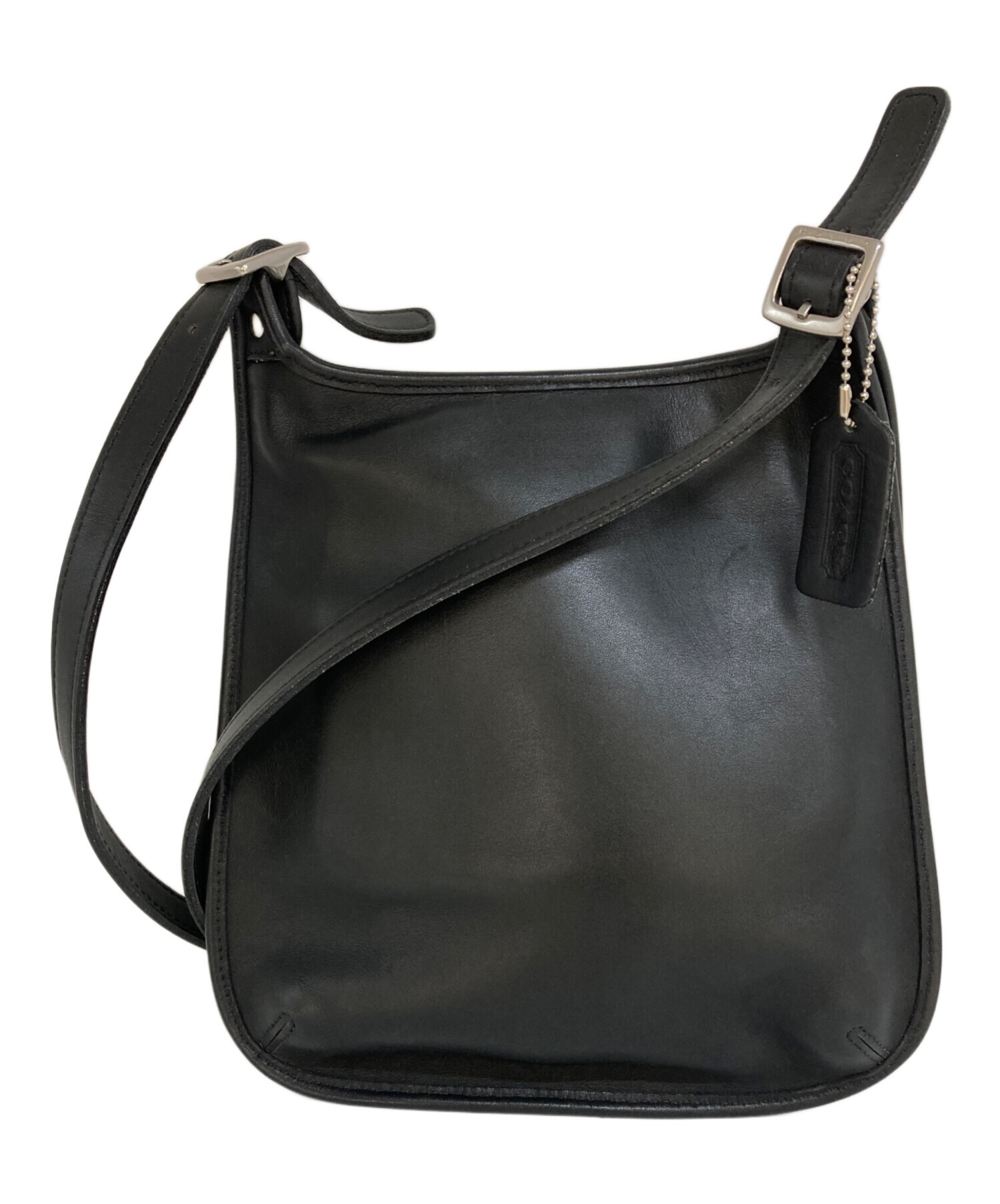 た*様 COACH コーチ ショルダーバッグ ブラック レザーメンズ レディース 中古・古着通販】COACH (コーチ) レザーショルダーバッグ ブラック