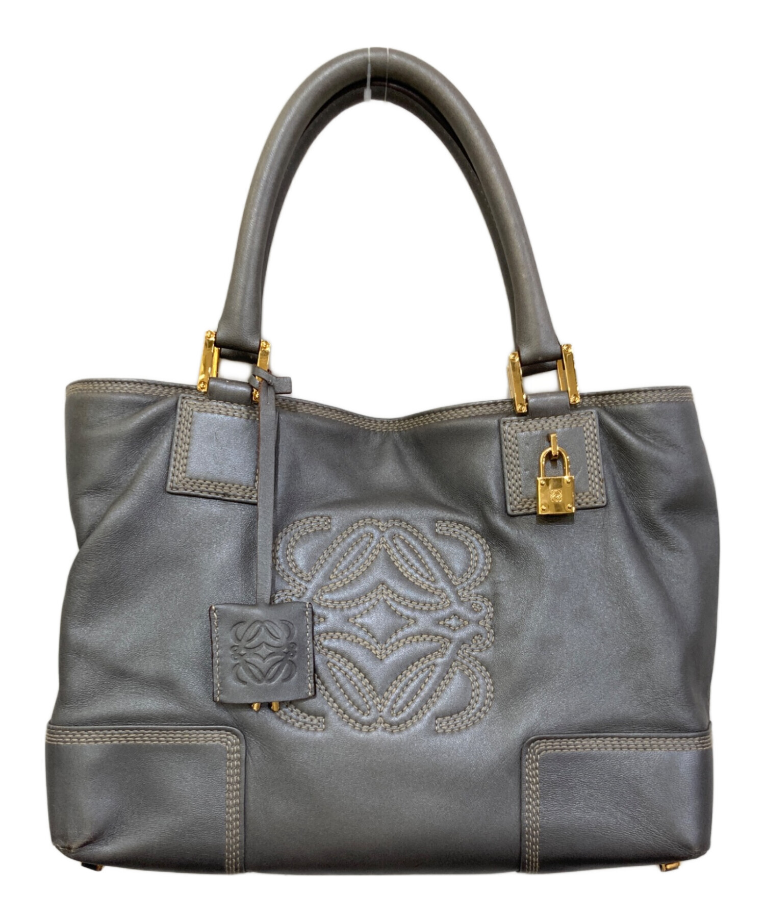 中古・古着通販】LOEWE (ロエベ) フスタハンドバッグ グレー｜ブランド