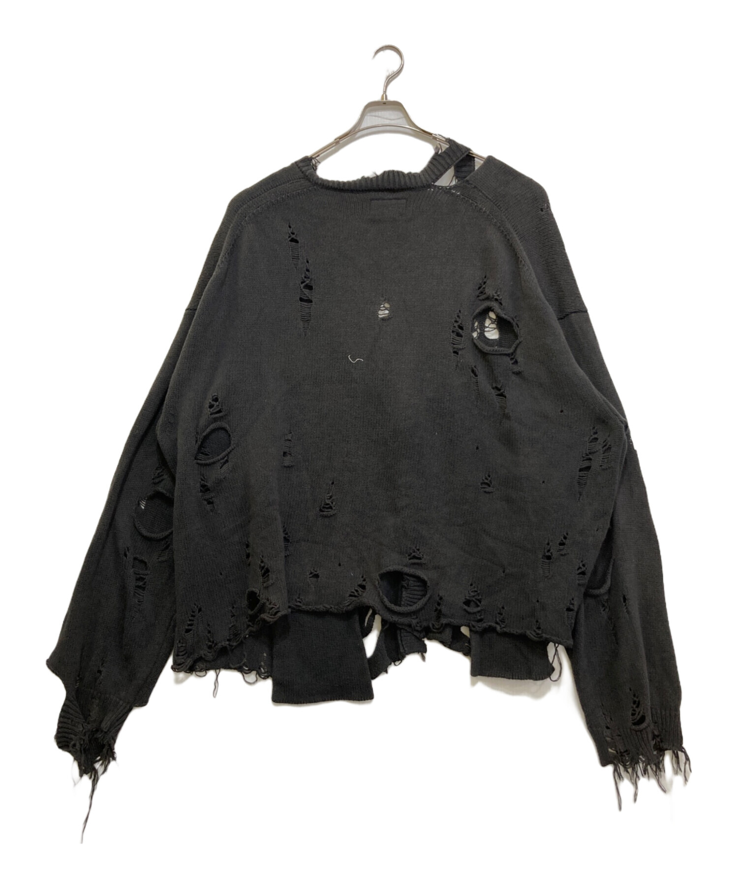 中古・古着通販】doublet (ダブレット) DESTROYED CARDIGAN ブラック
