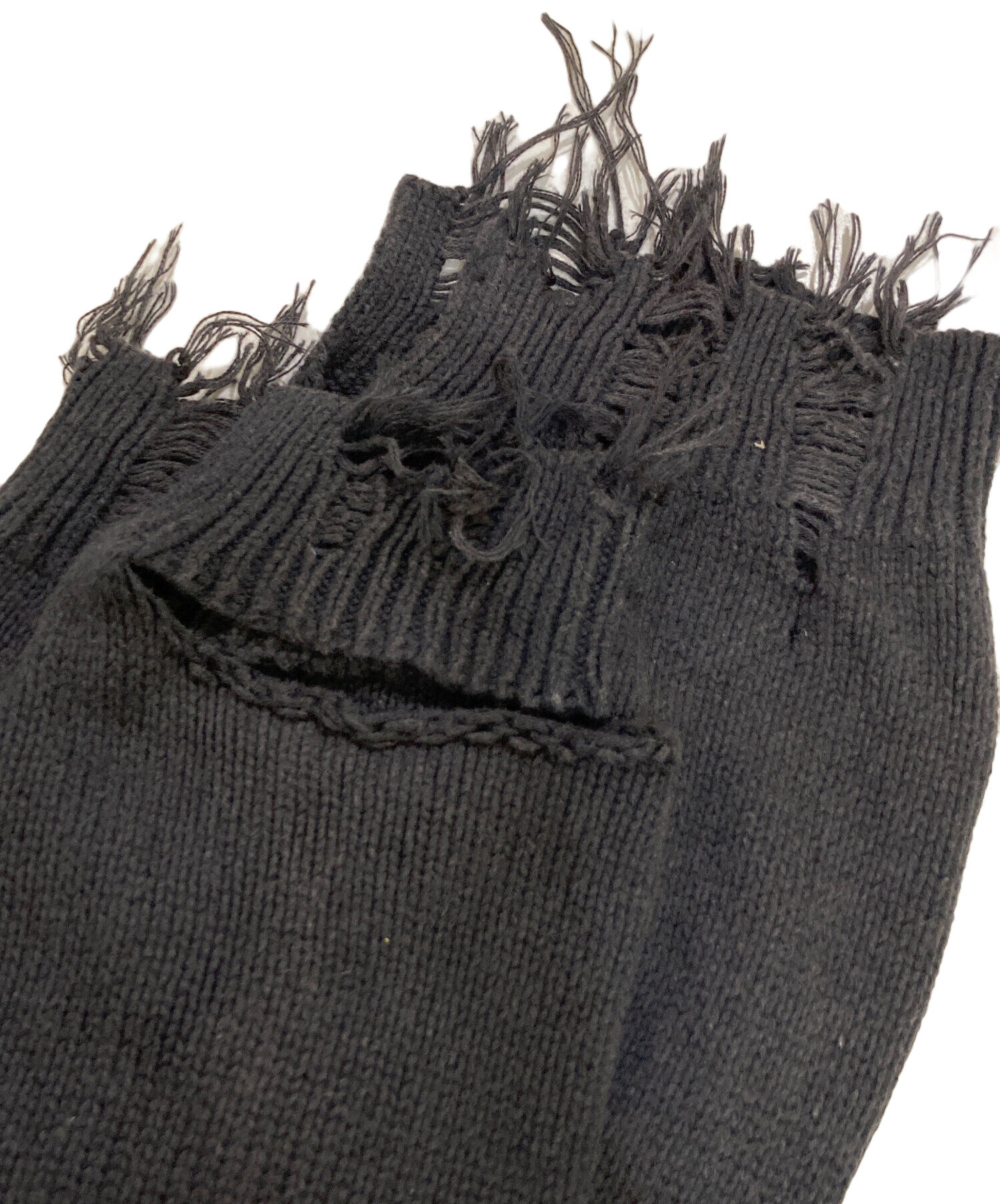 中古・古着通販】doublet (ダブレット) DESTROYED CARDIGAN ブラック