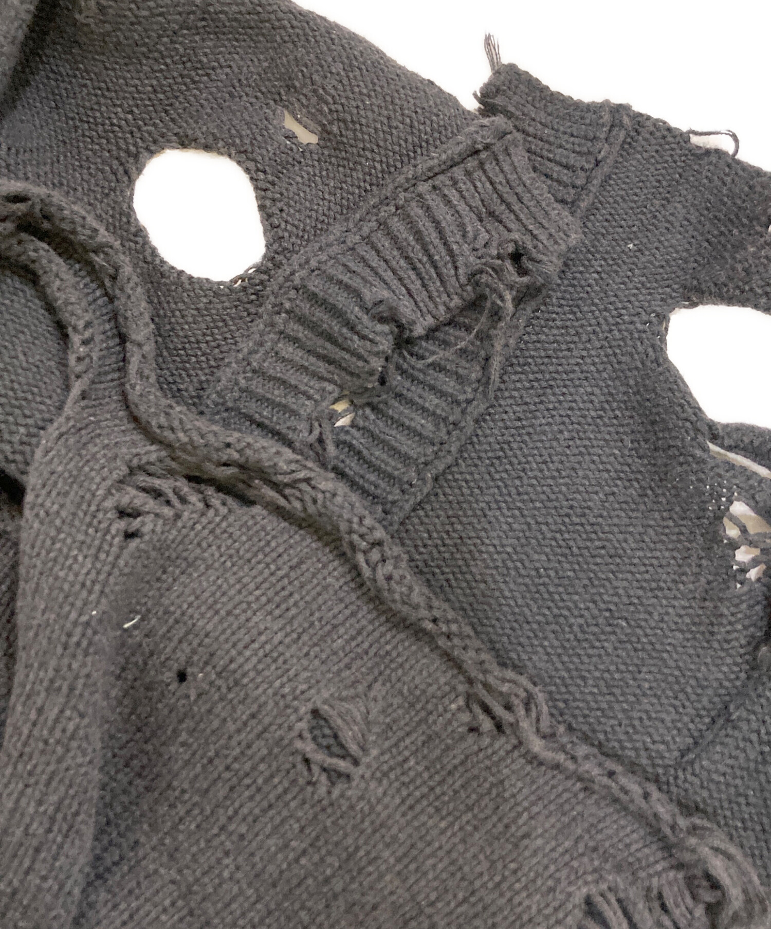 中古・古着通販】doublet (ダブレット) DESTROYED CARDIGAN ブラック