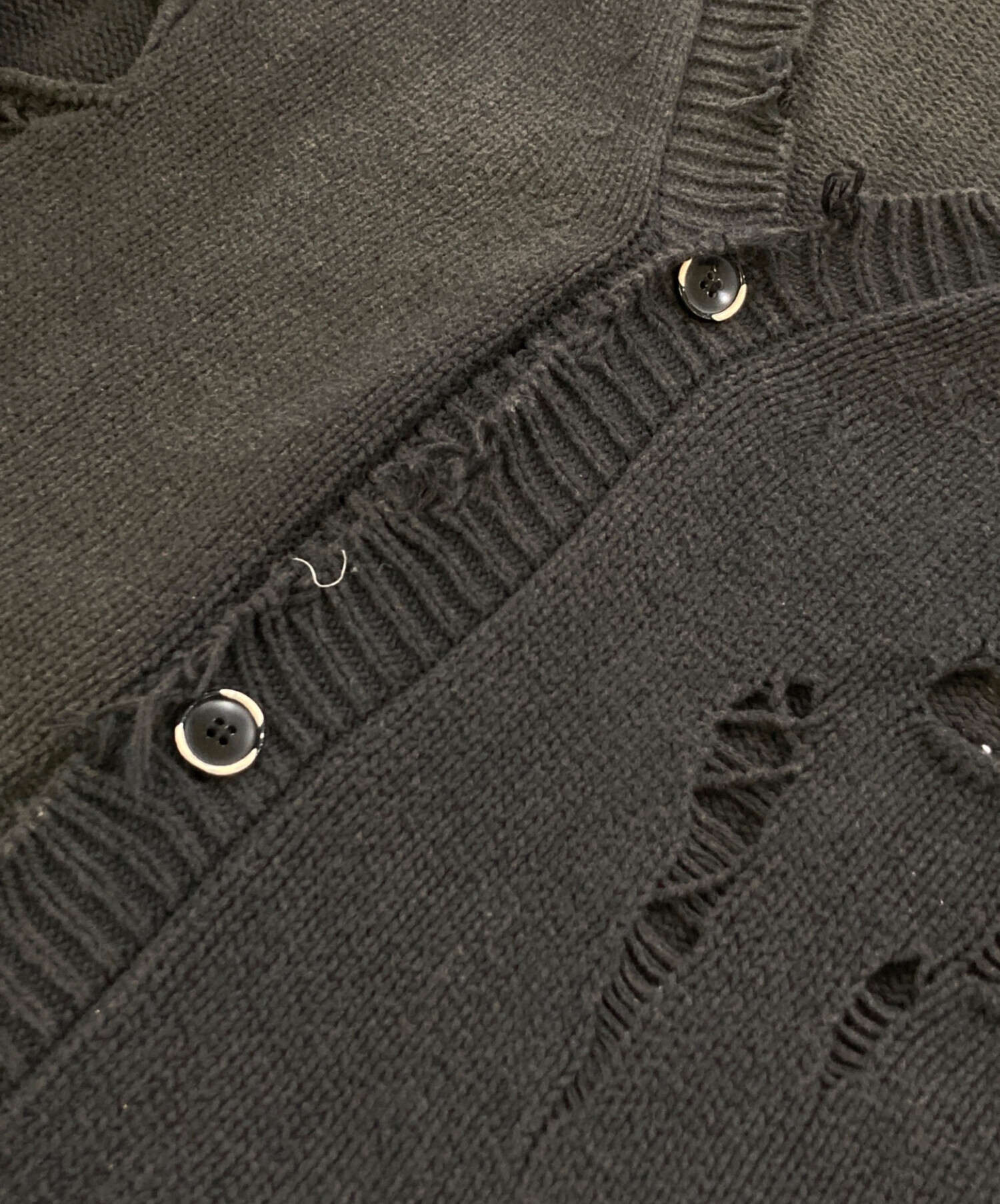 中古・古着通販】doublet (ダブレット) DESTROYED CARDIGAN ブラック