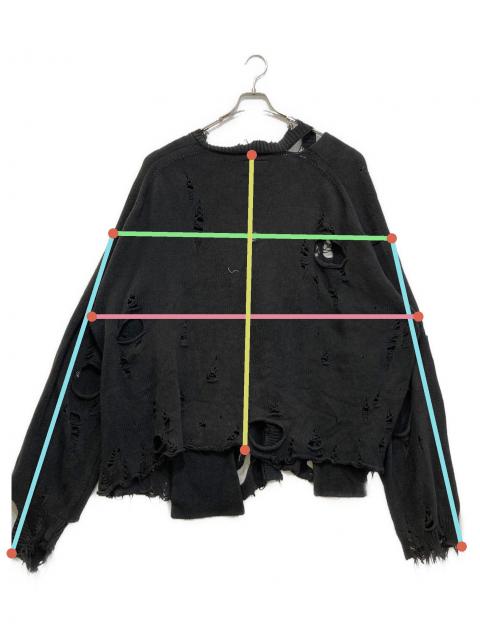 中古・古着通販】doublet (ダブレット) DESTROYED CARDIGAN ブラック