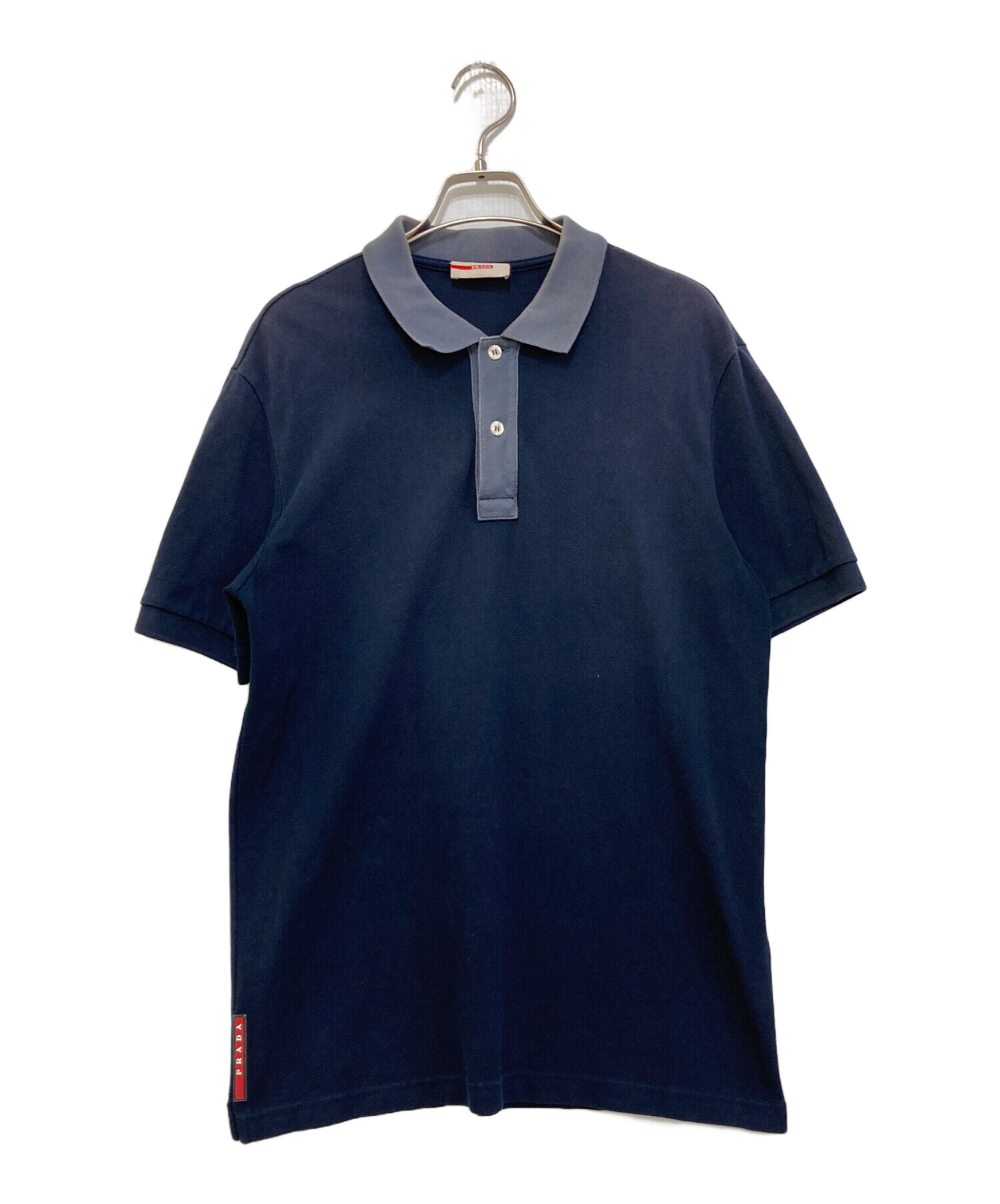 中古・古着通販】PRADA (プラダ) 鹿の子ポロシャツ ネイビー サイズ:L