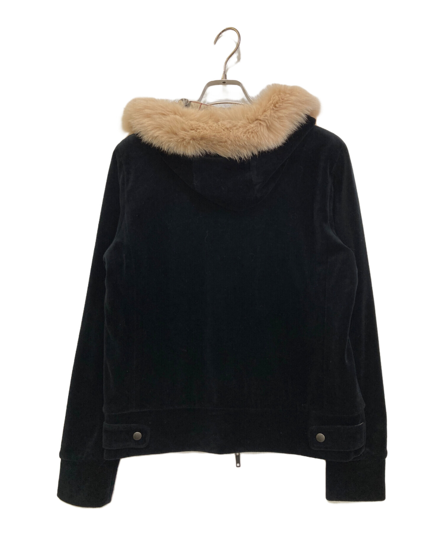 美品BURBERRY LONDON ファー付き ベロアジップアップパーカー 中古・古着通販】BURBERRY LONDON (バーバリーロンドン) ファー付き