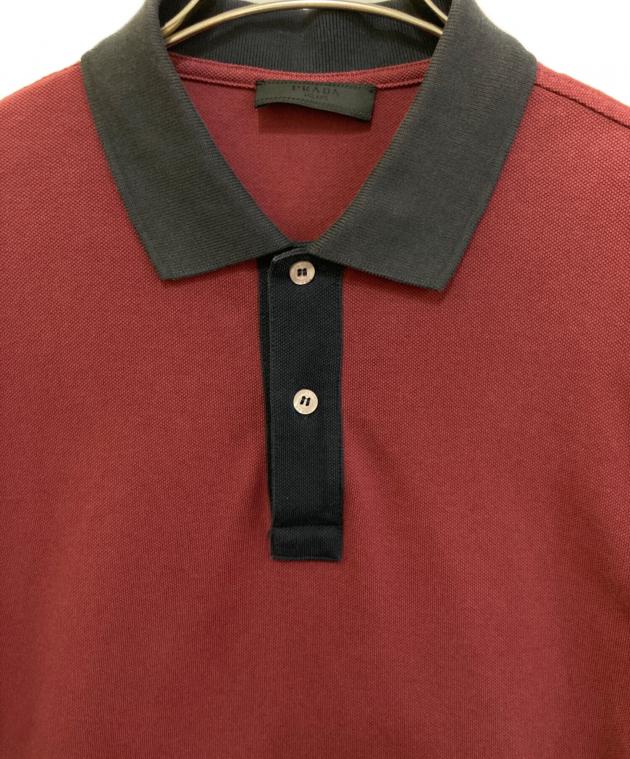 中古・古着通販】PRADA (プラダ) ラバーロゴポロシャツ レッド サイズ